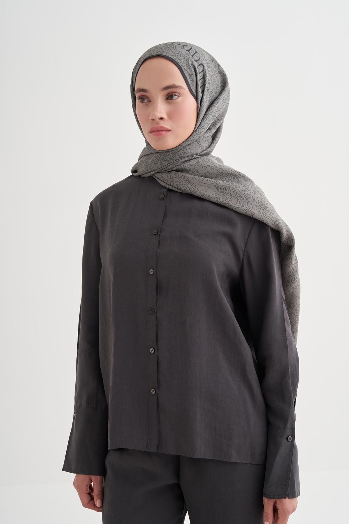 Elenora Monogram Floş Şal Gri