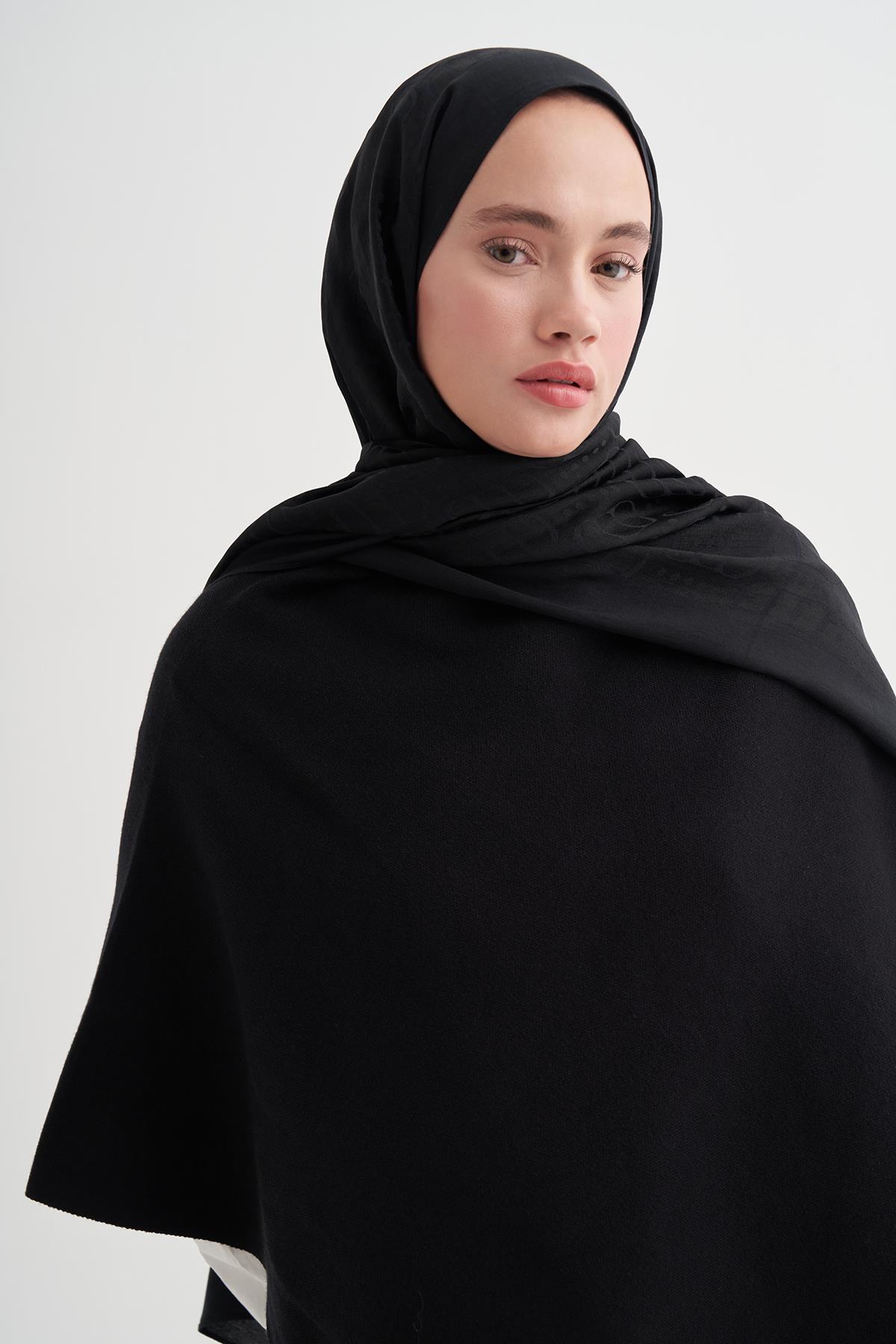 Luxe Desen Liora Pamuk Şal Siyah