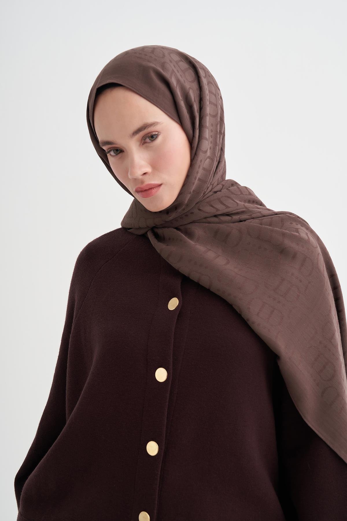 Luxe Desen Liora Pamuk Şal Sütlü Kahve