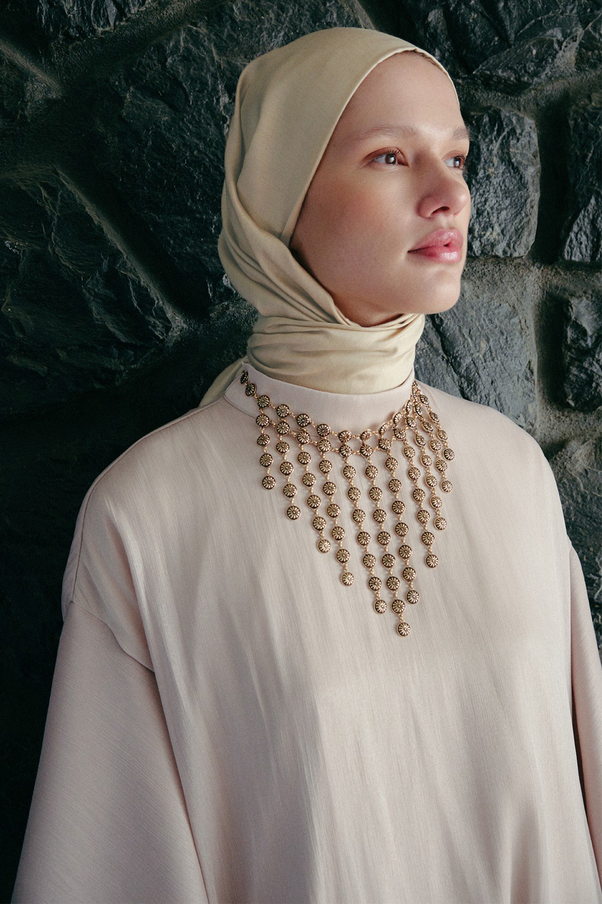 Ekru Düz İpek Şal