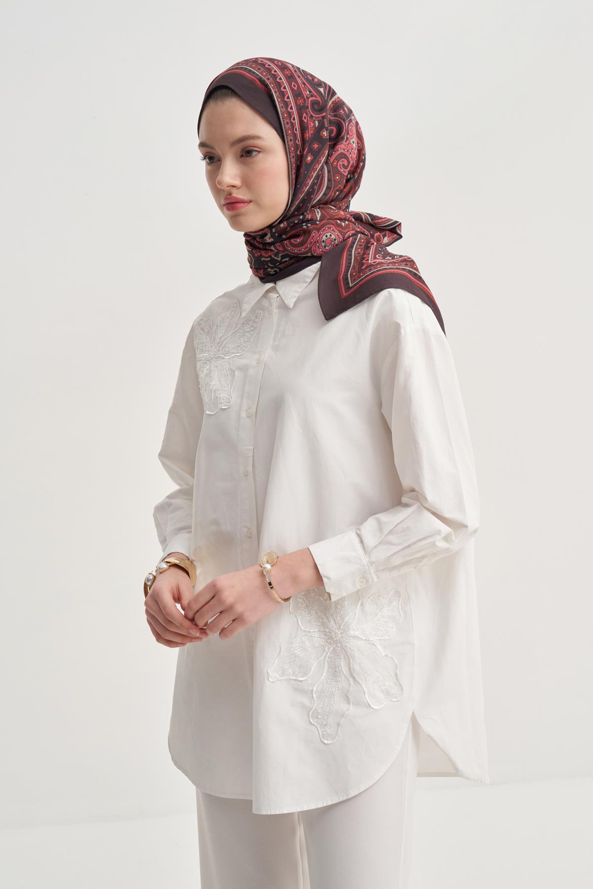 Sienna Bordo Nilla Pamuklu Şal