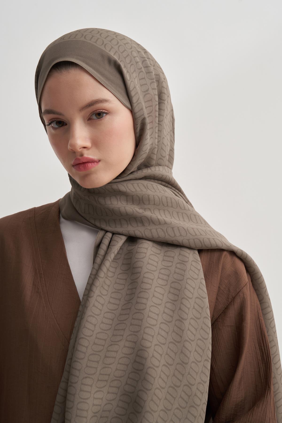 Vector Monogram Floş Şal Soft Kahve