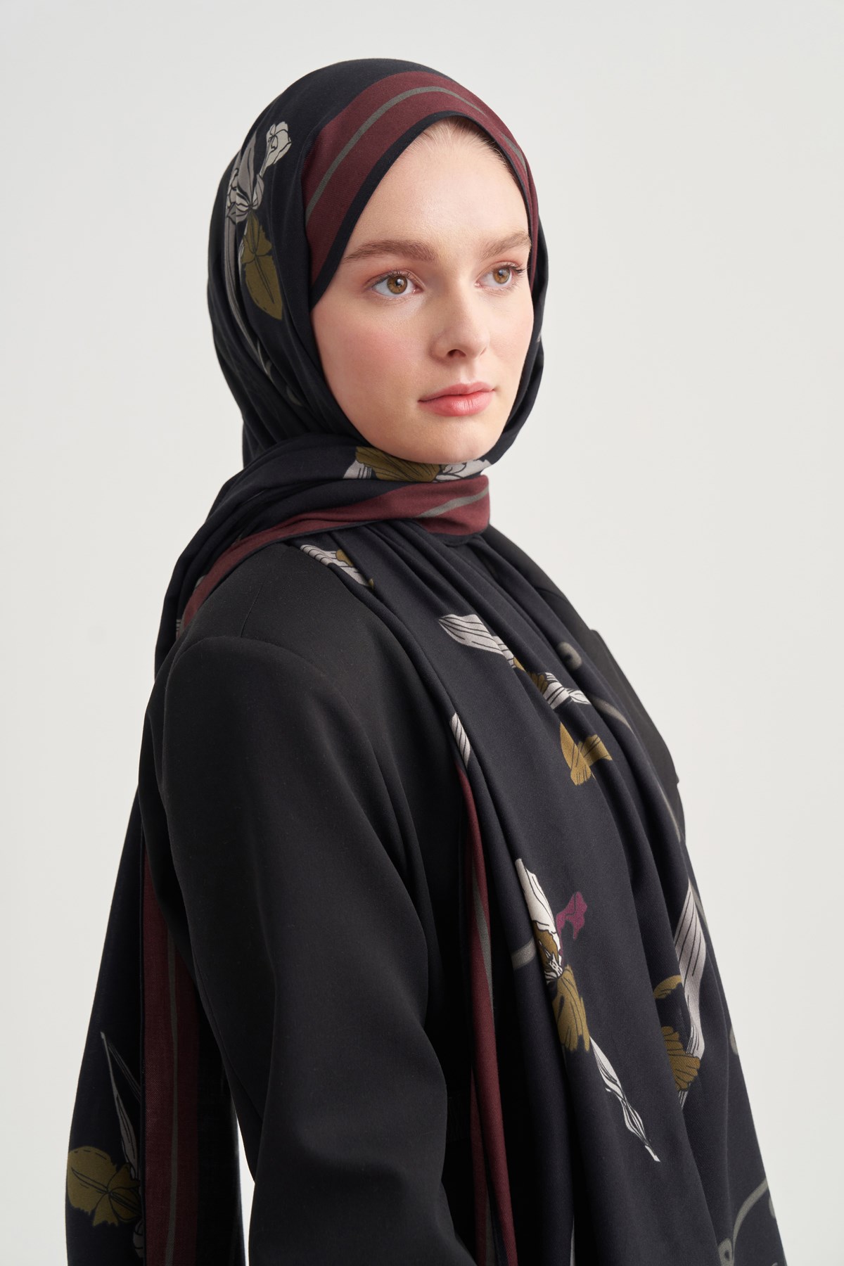 Amira Desen Norena Yünlü Şal Siyah