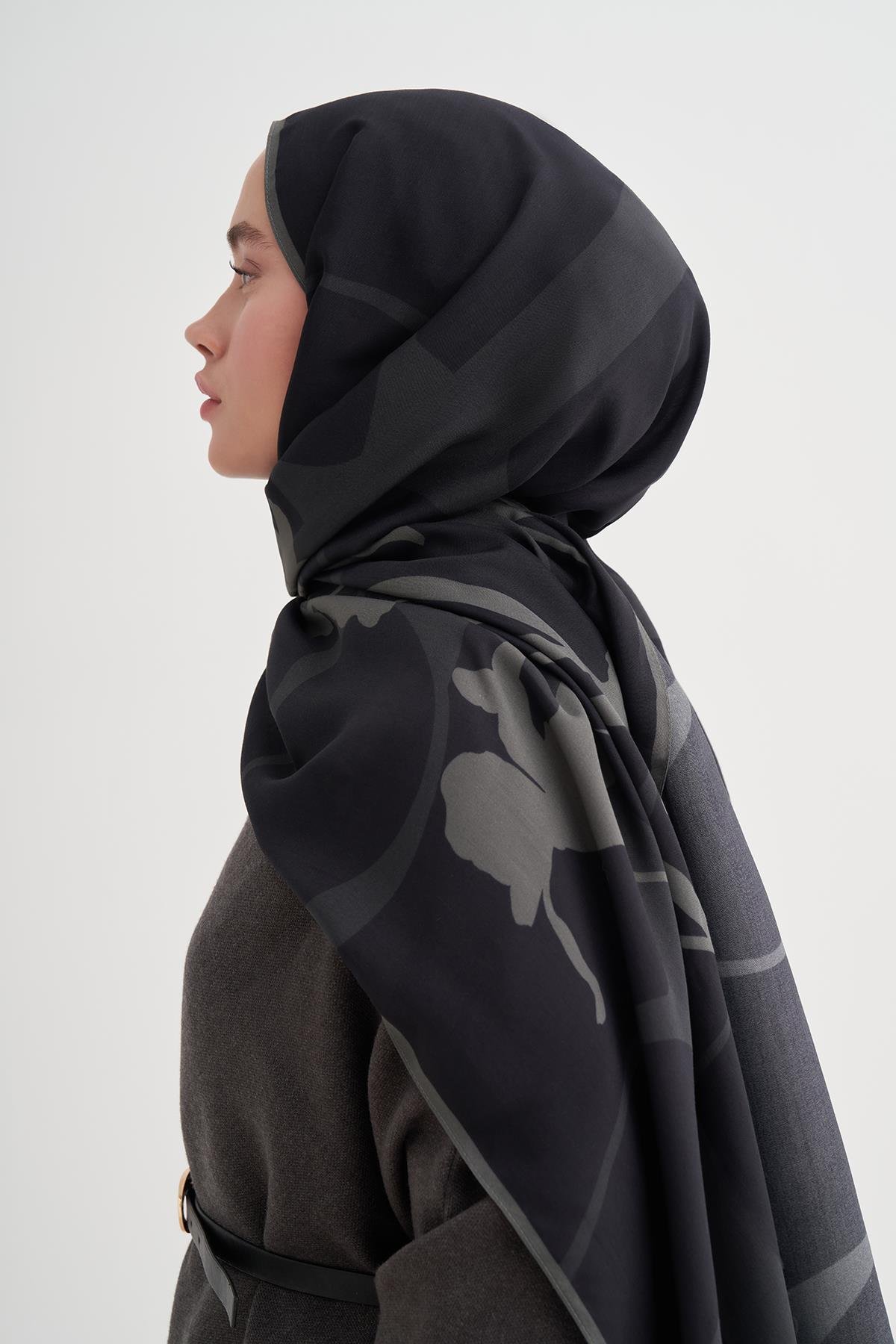 Vera Monogram Floş Şal Antrasit