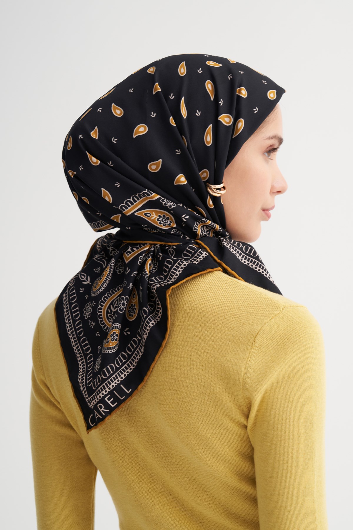 Paısley Siyah Twill Eşarp