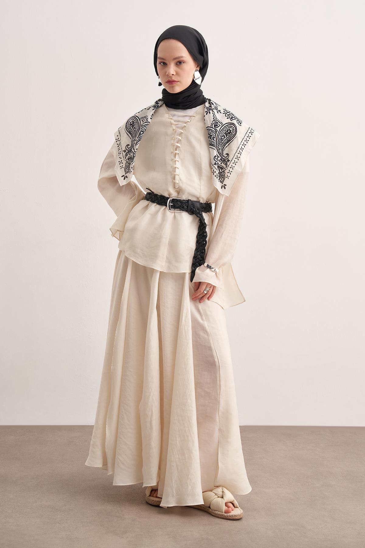 Şantuk Çift Taraflı İpekli Şal Siyah