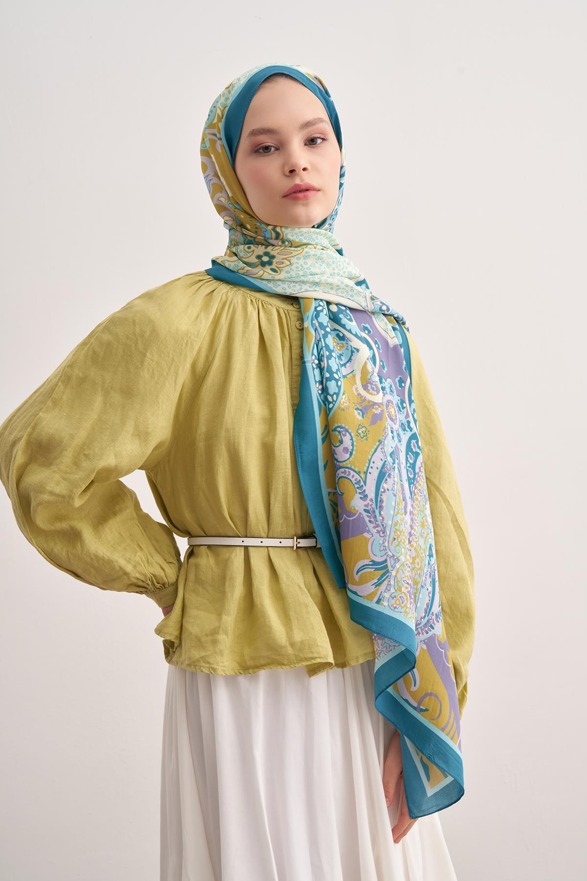 Lune Soft Mavi Vela Floş Şal