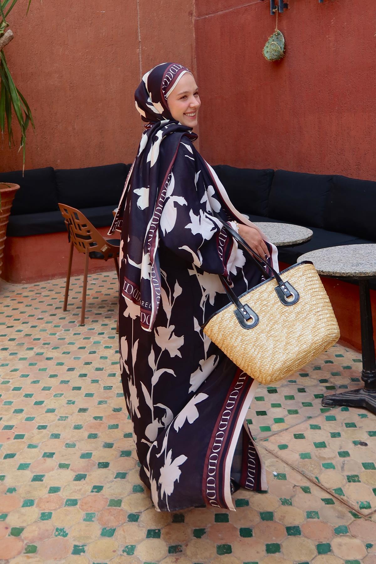 Rana Cesurun Tercihi Azelina Siyah Floş Abaya