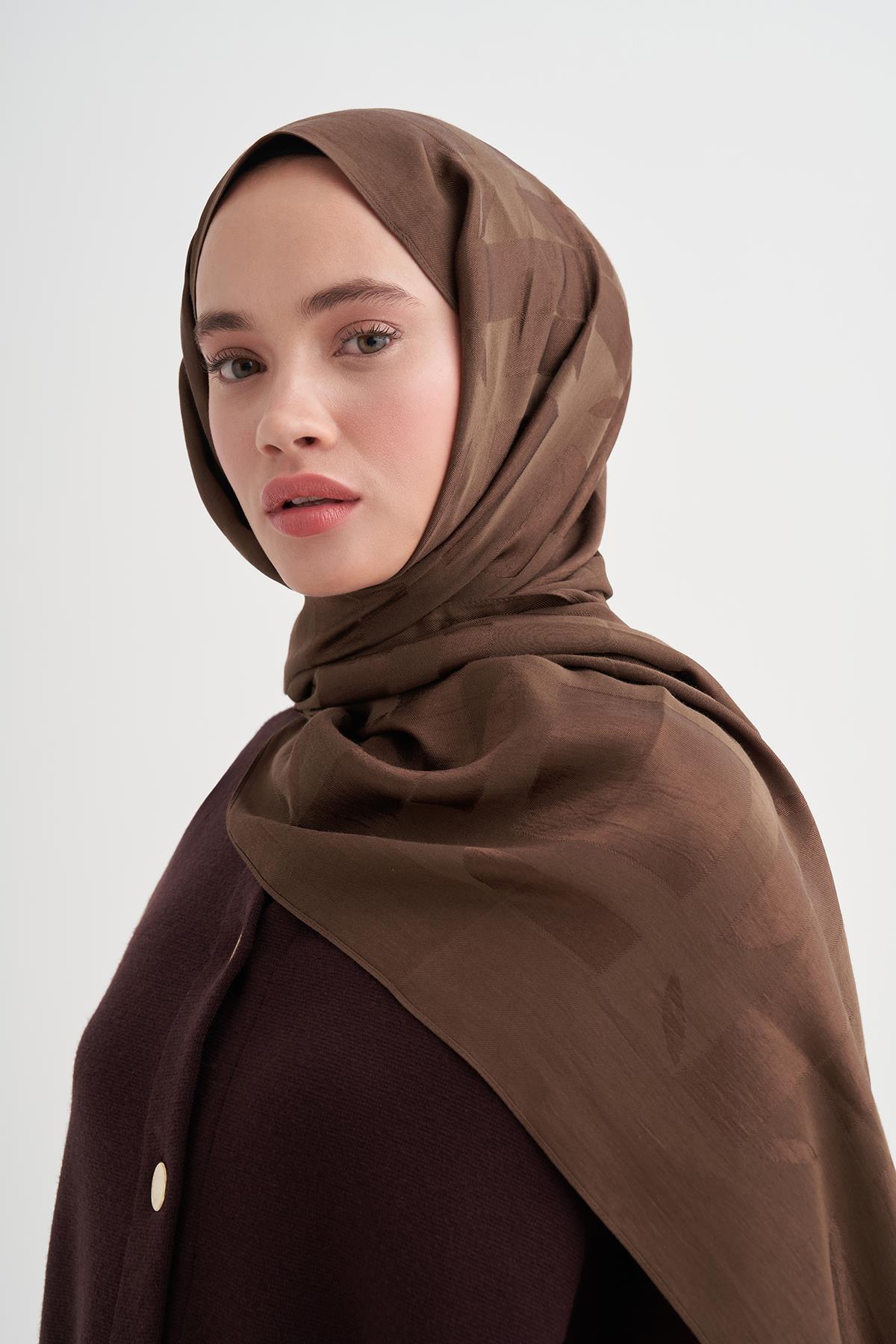 Geometrik Desen Liora Pamuk Şal Mocha