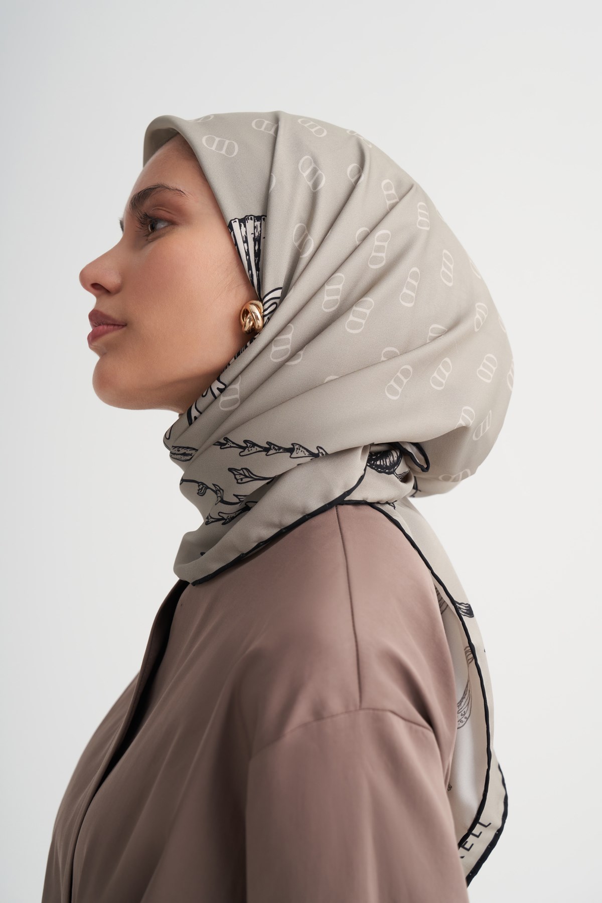 Marina Gri Twill Eşarp