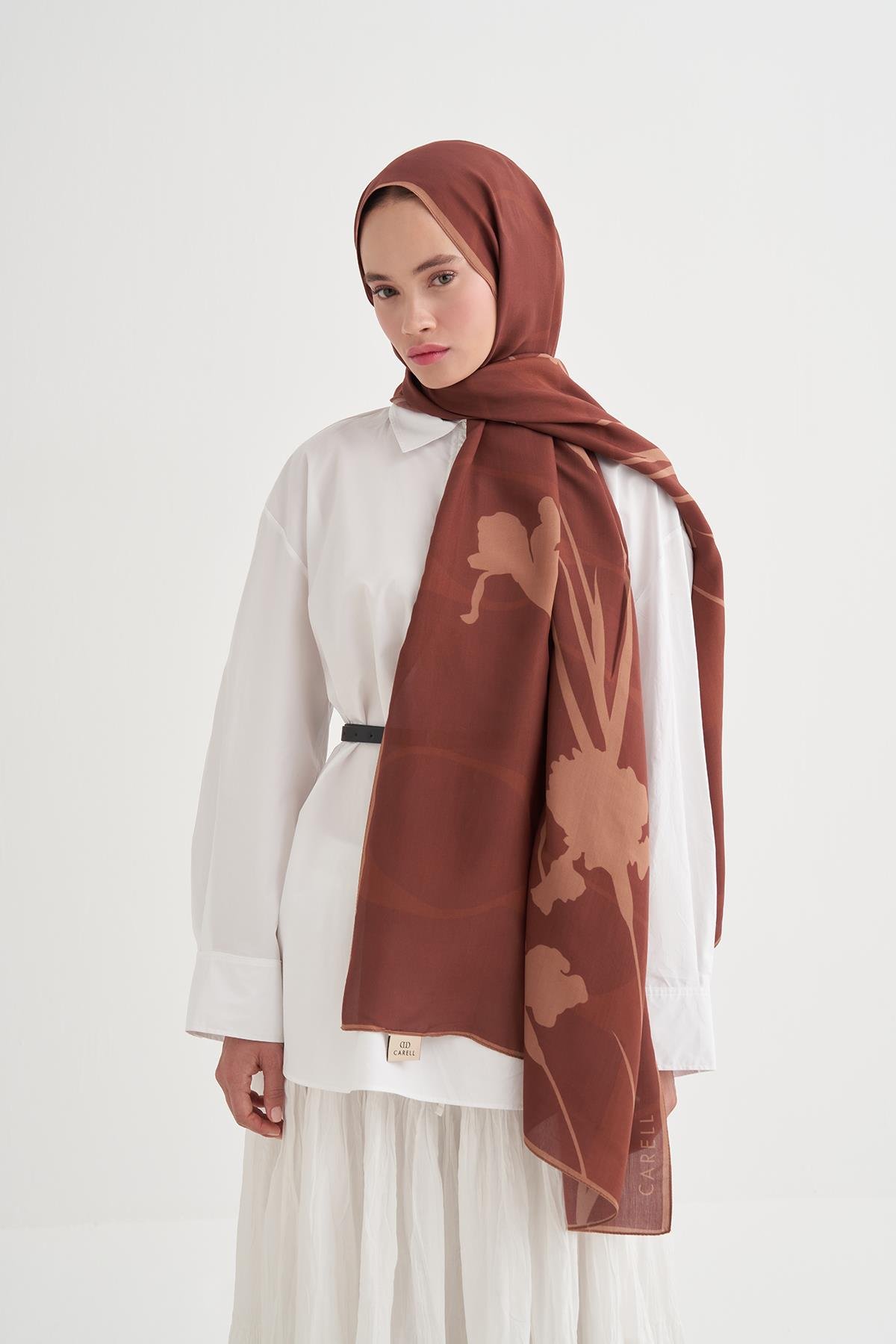 Vera Monogram Floş Şal Taba