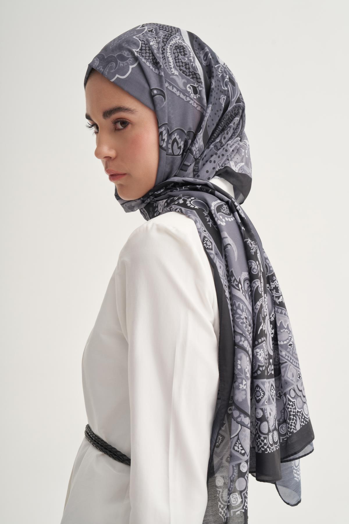 Liora Gri Nilla Pamuklu Şal