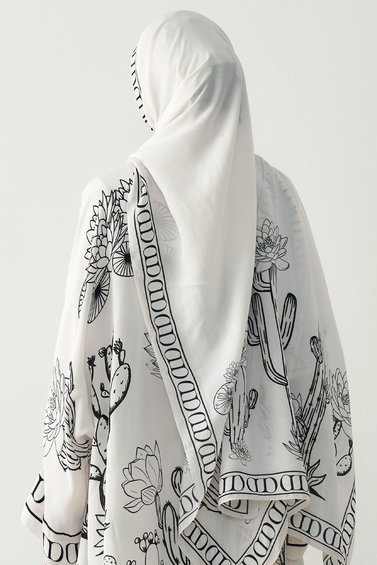 Desert C Monogram Floş Şal Ekru