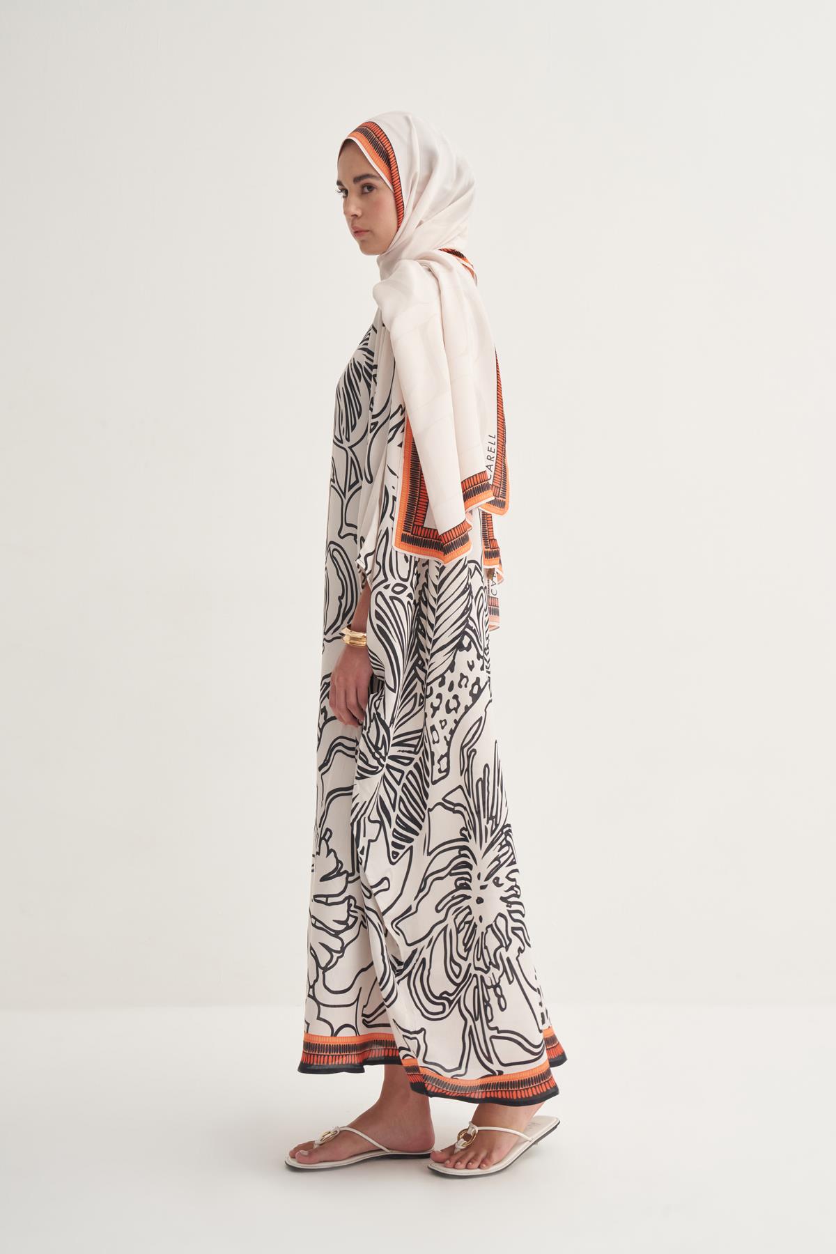 Side Floş Kaftan Krem