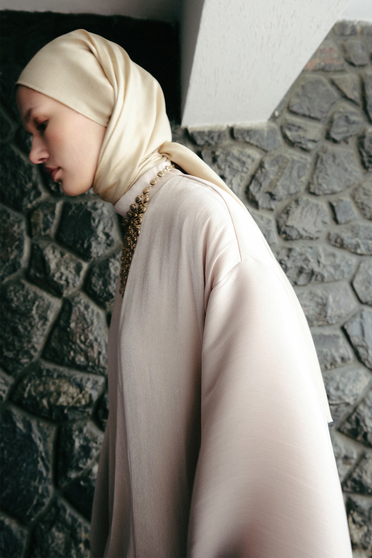 Ekru Düz İpek Şal