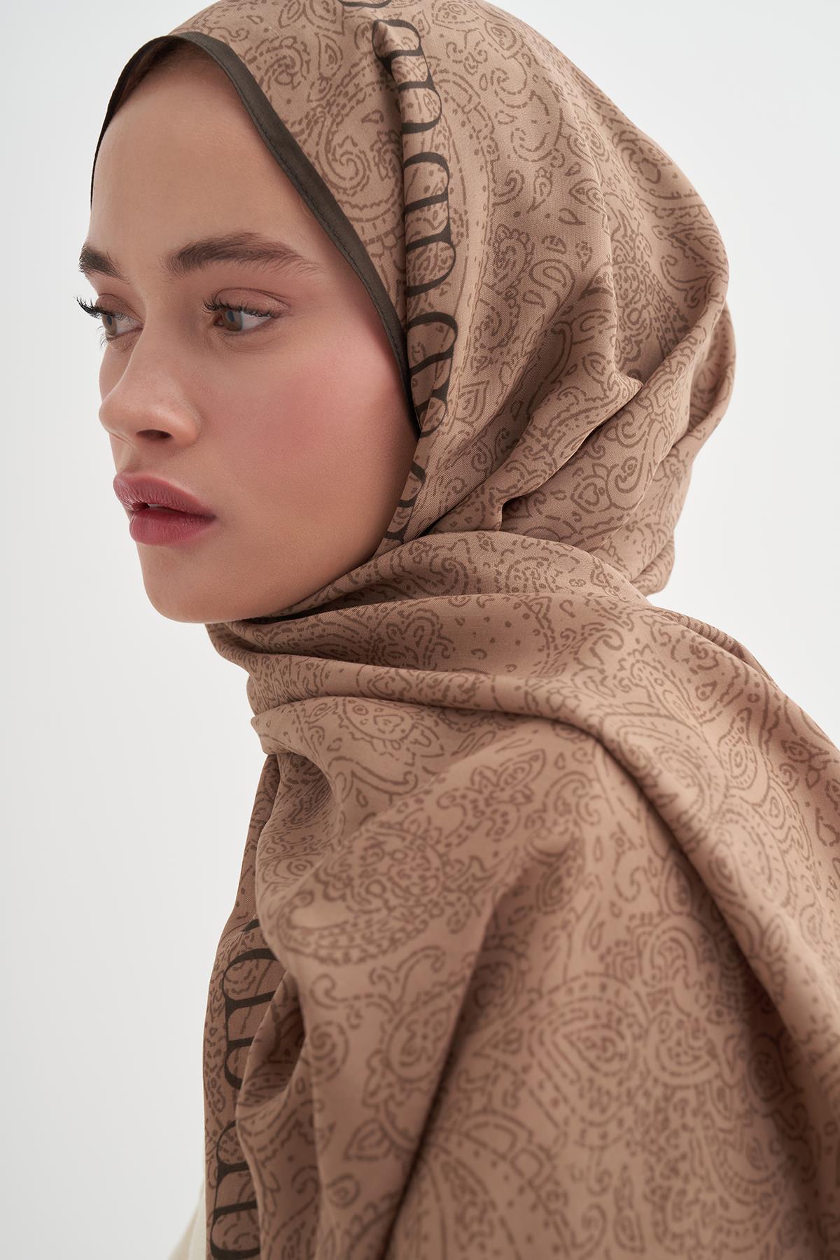 Elenora Monogram Floş Şal Vizon