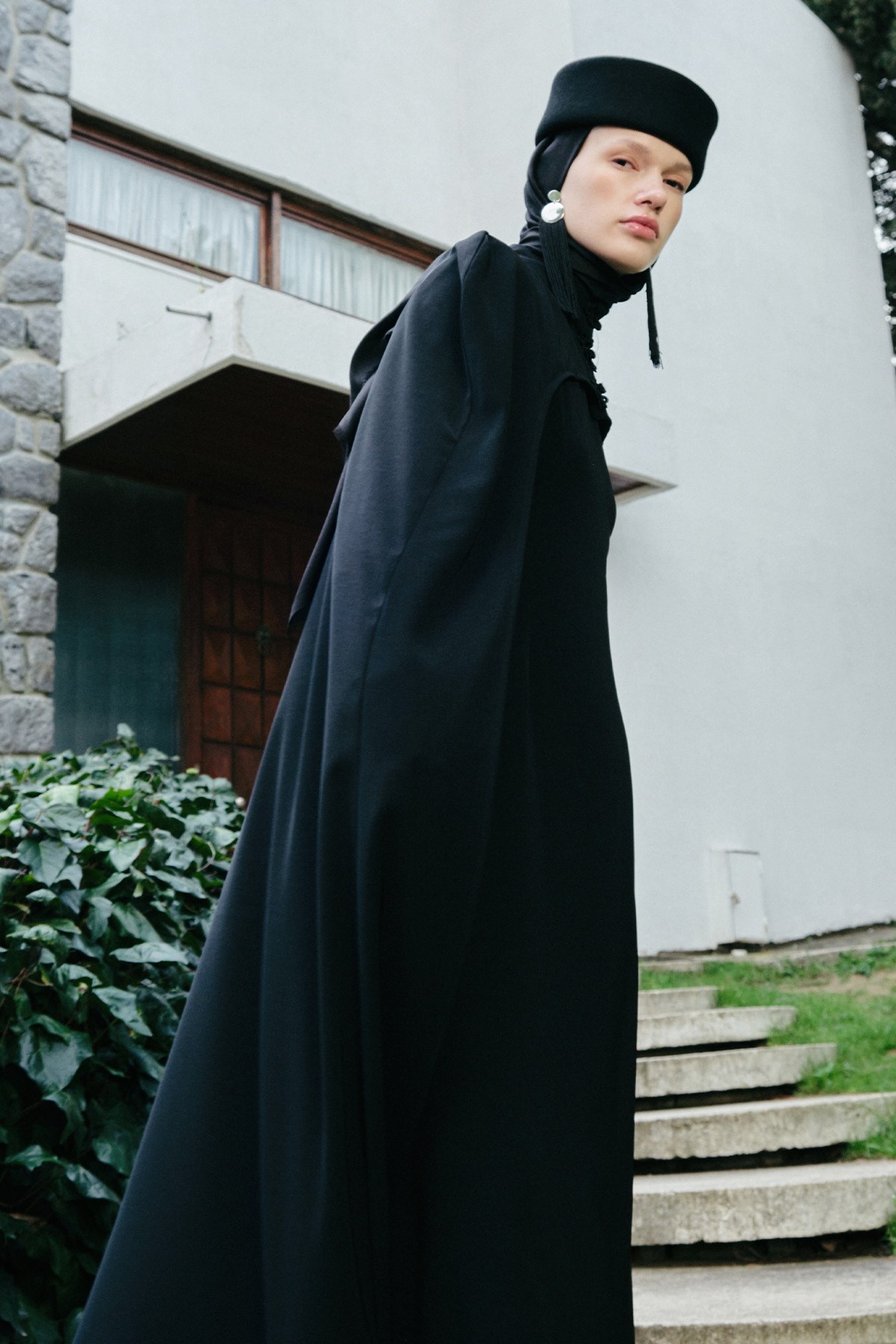 Siyah Düz İpek Şal