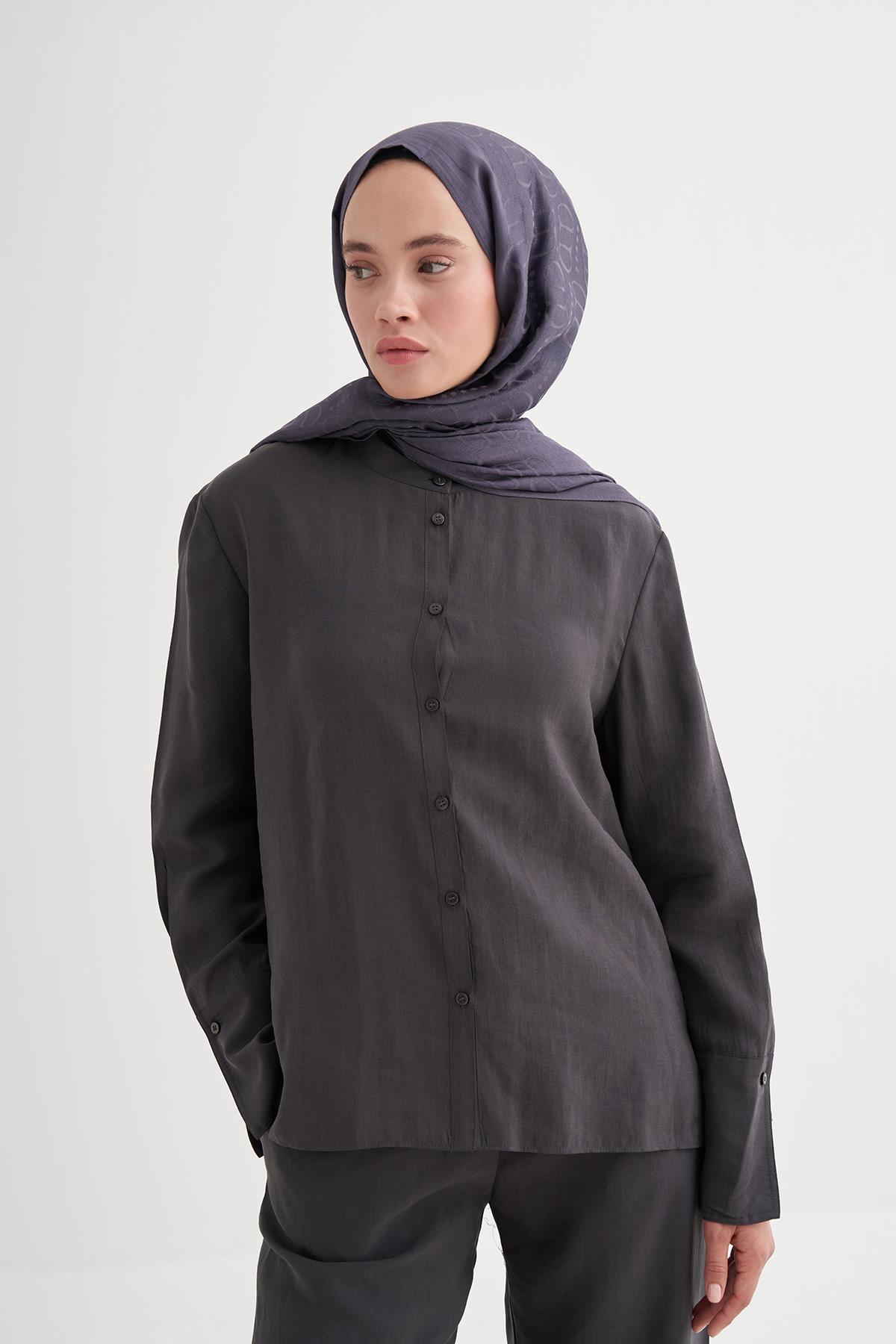 Luxe Desen Liora Pamuk Şal Füme