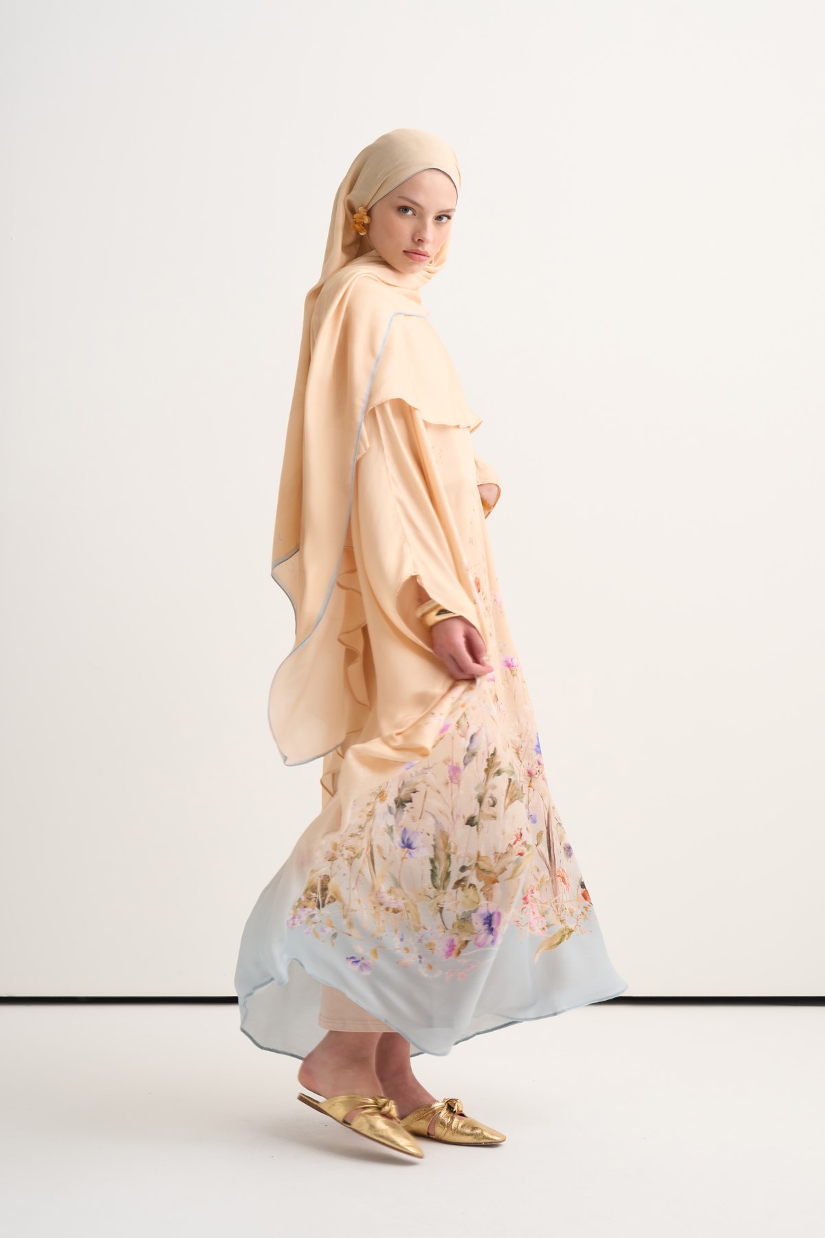 Rosalie İncira Şal Yaka Kaftan Kum Beji