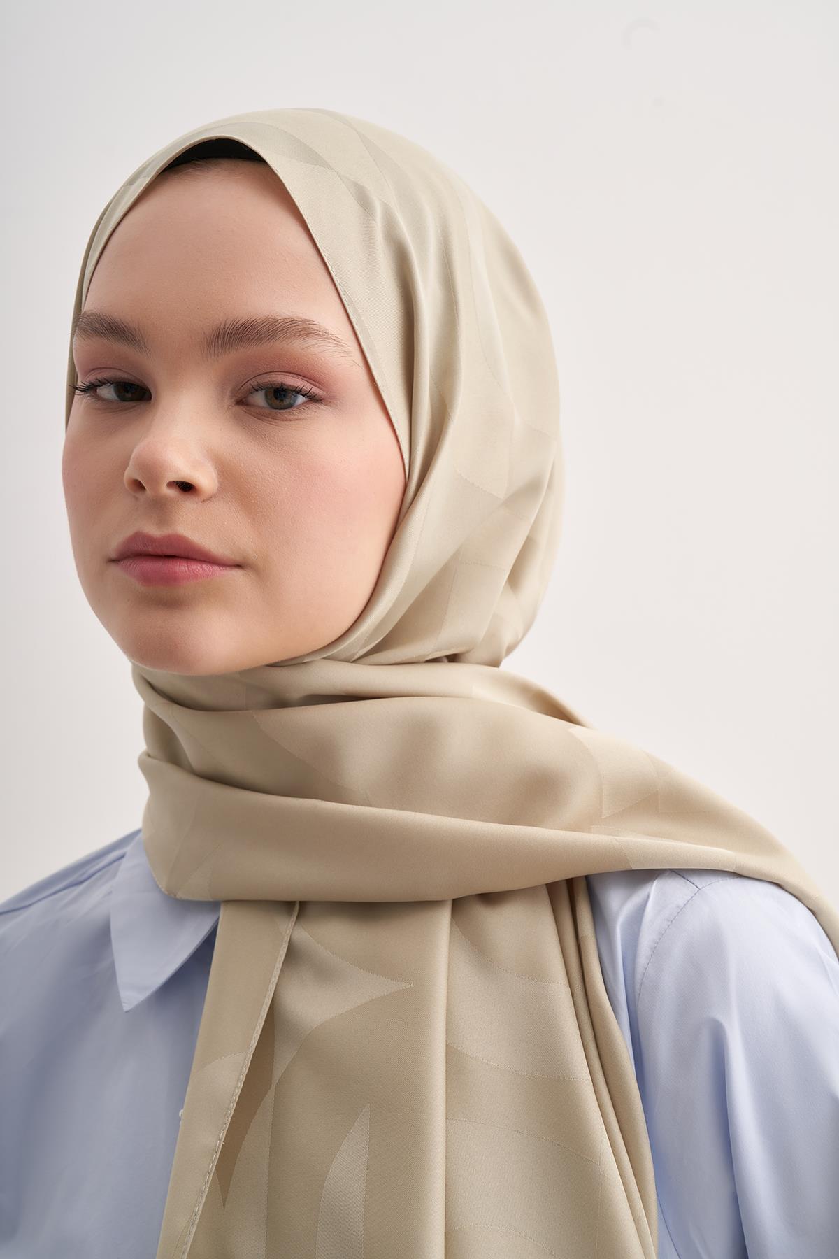 C Desen Monogram Pamuk İpek Şal Soft Yeşil