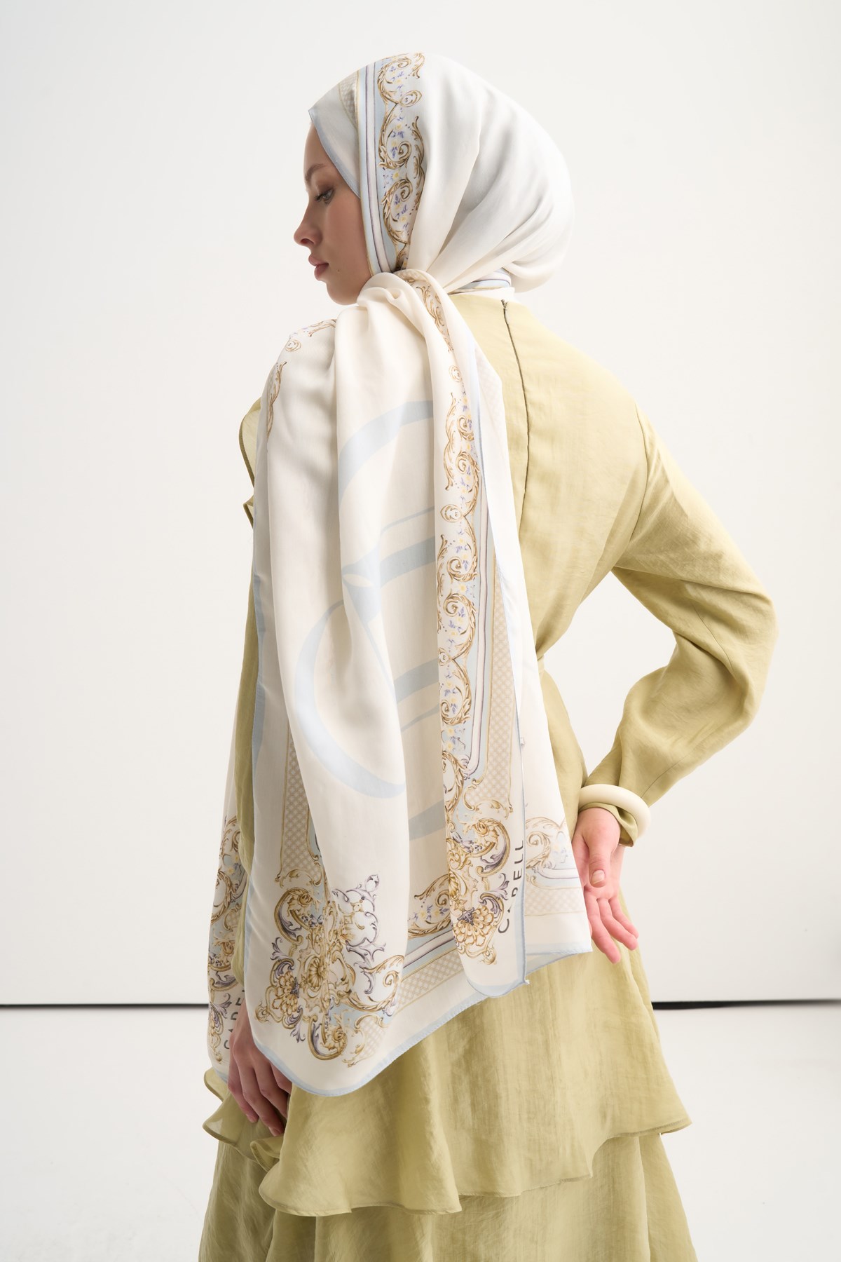 Baroque Floş Şal Ekru