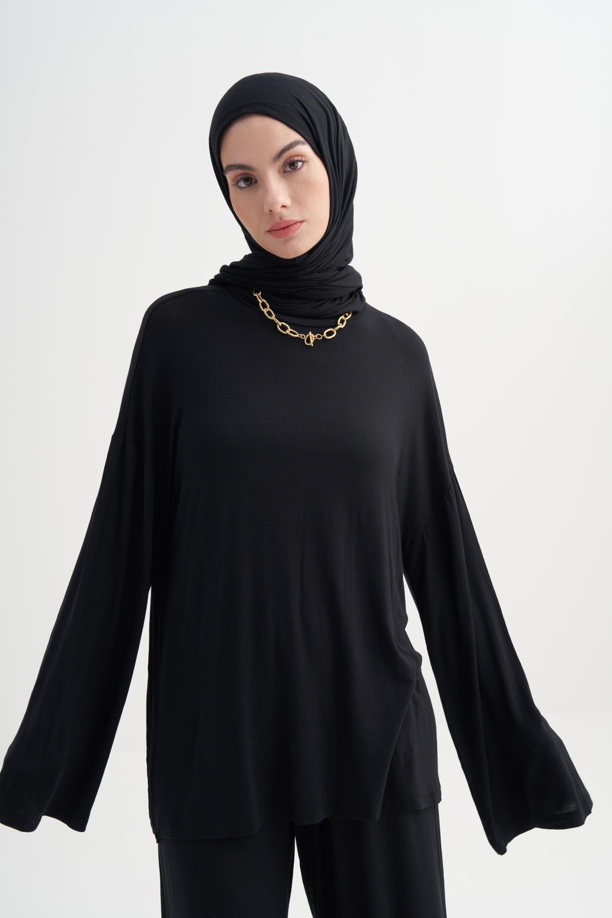 Micro Modal Tunik Siyah