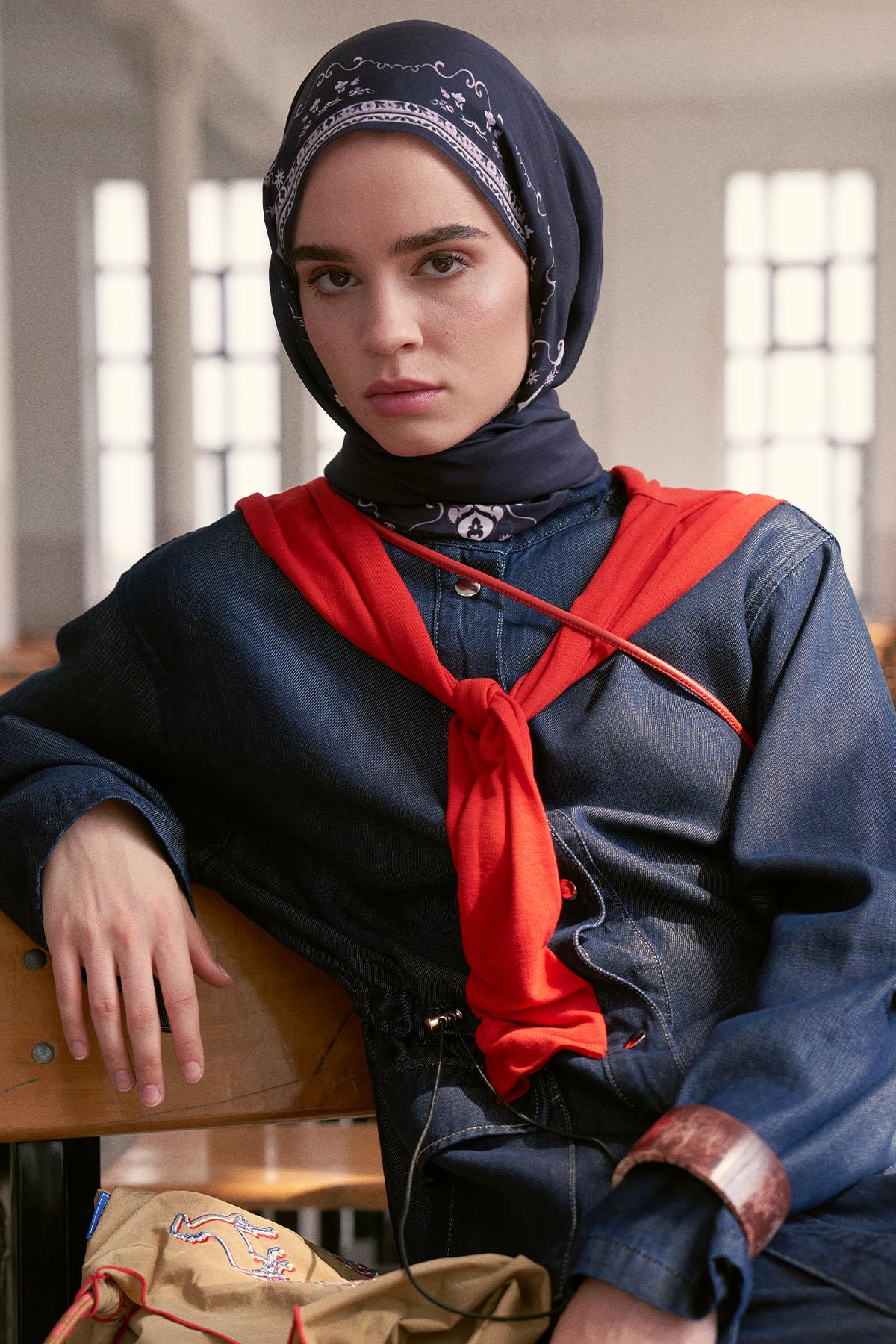 Luxe Monogram Floş Şal Morcivert