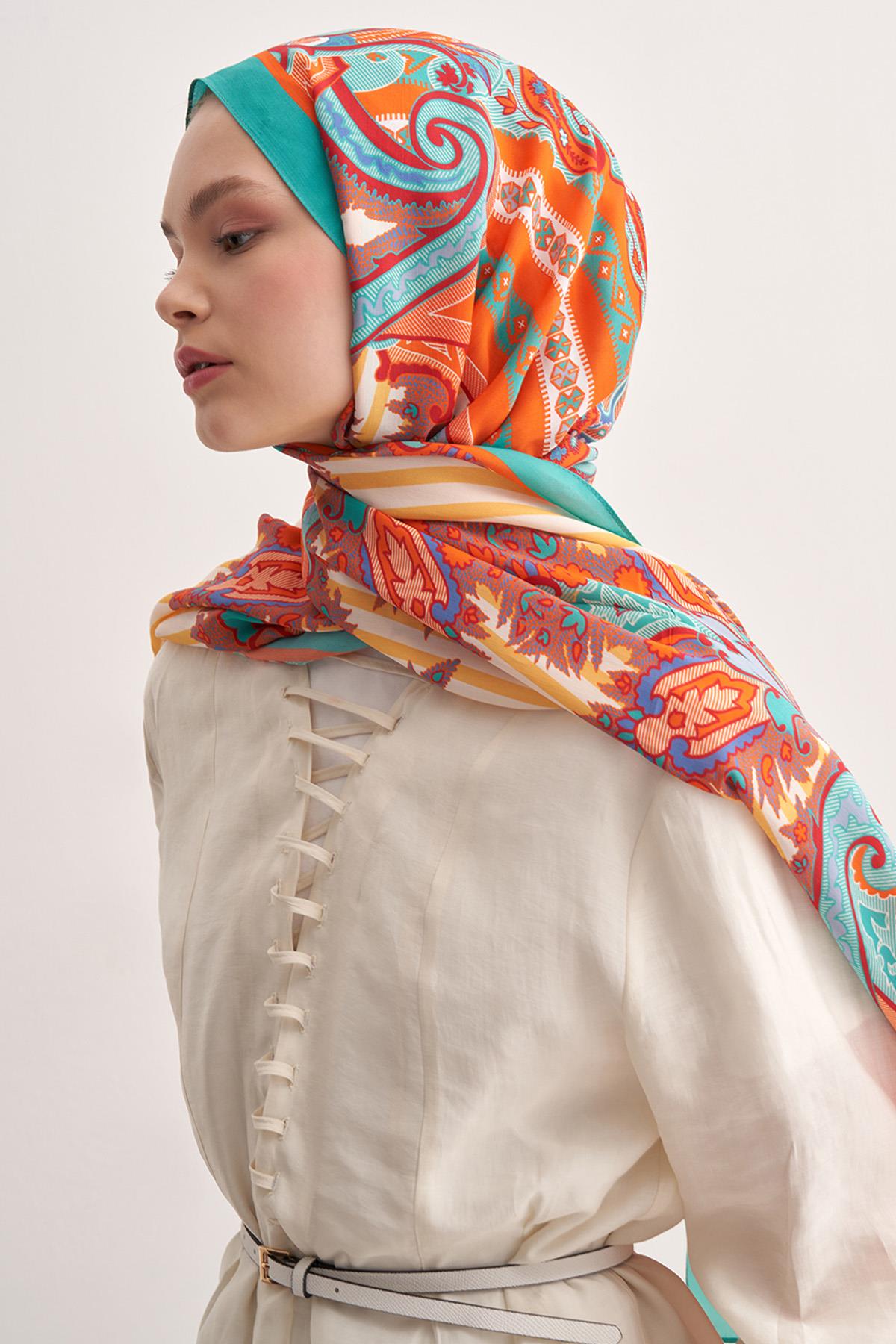 Bloomline Nil Yeşili Vela Floş Şal