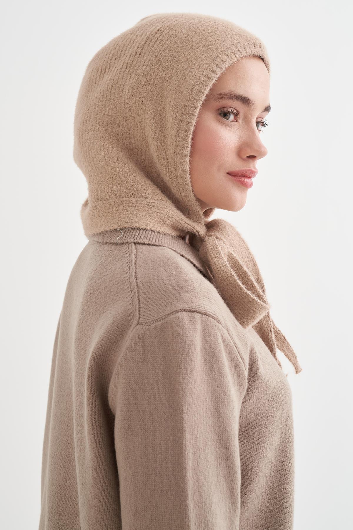 Knit Balaclava Bere Başlık Vizon