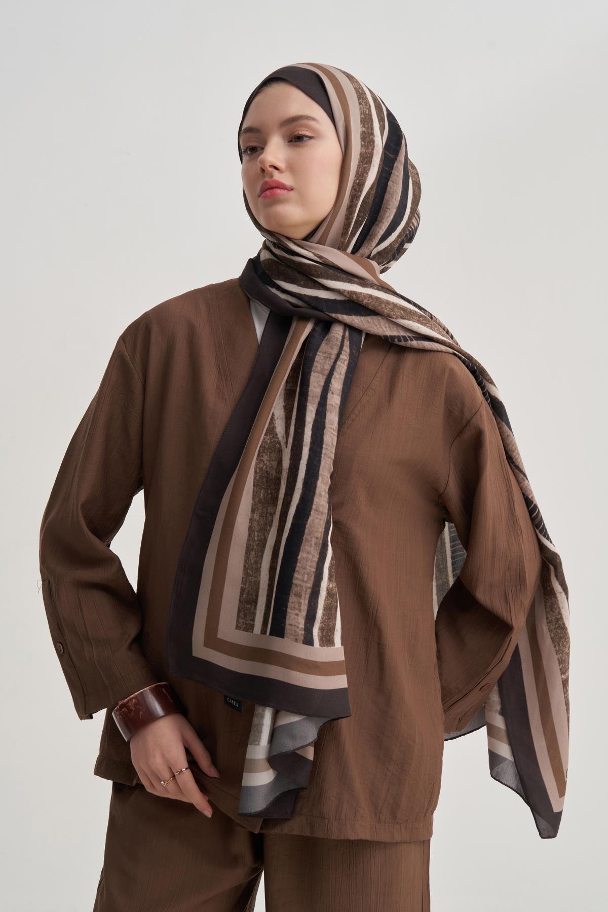 Arden Vela Floş Şal Acı Kahve