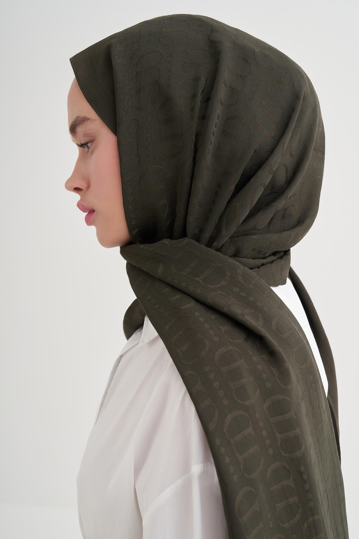 Luxe Desen Liora Pamuk Şal Haki