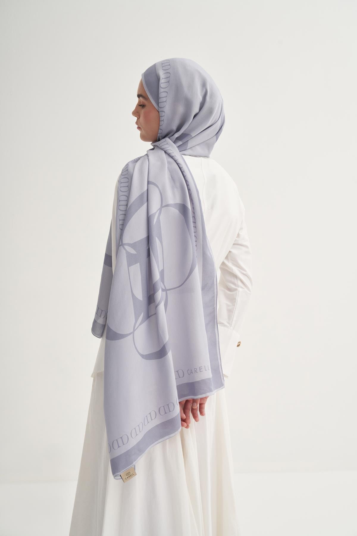 Aura Monogram Floş Şal Füme