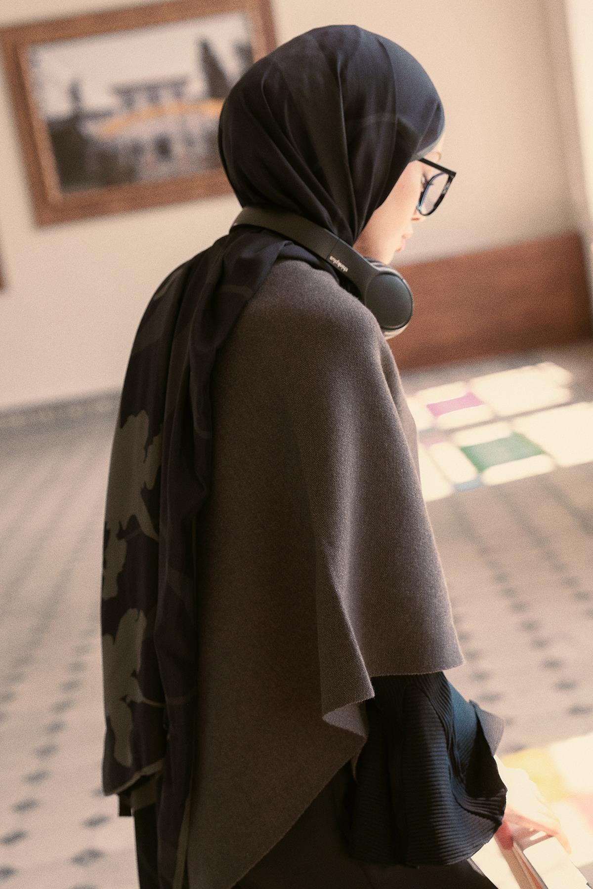 Vera Monogram Floş Şal Antrasit