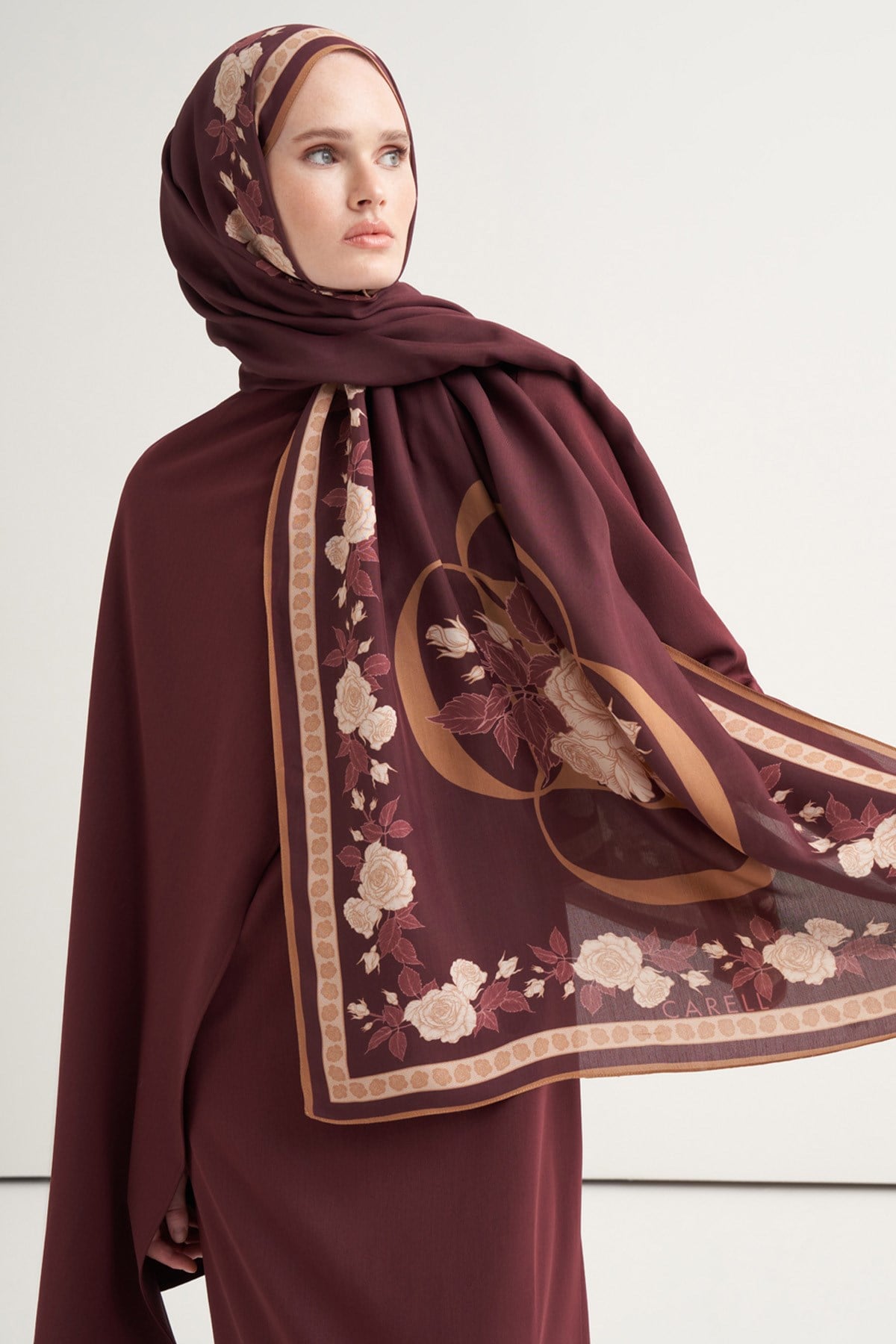 Monny Floş Şal Bordo