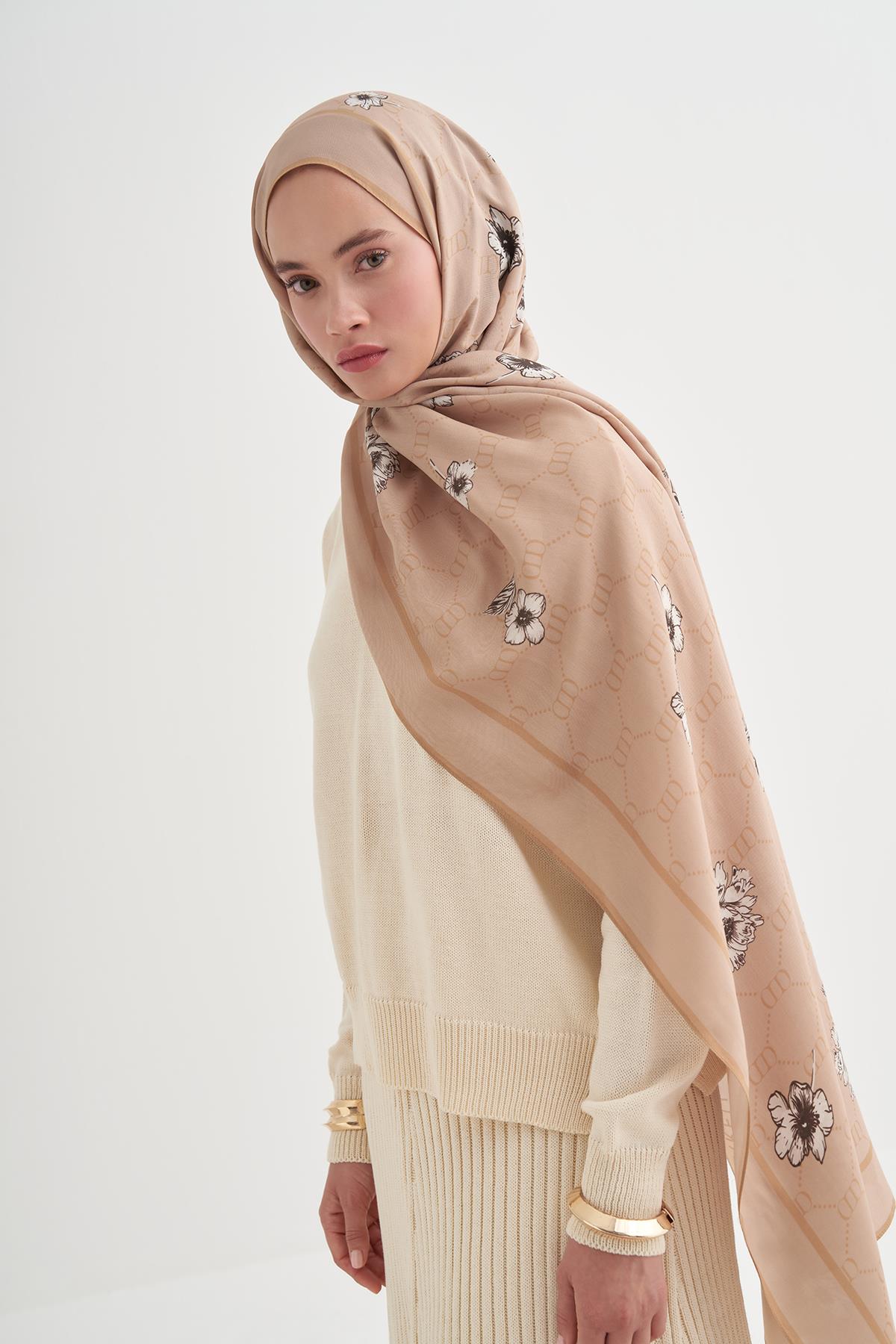 Floriva Monogram Floş Şal Fildişi