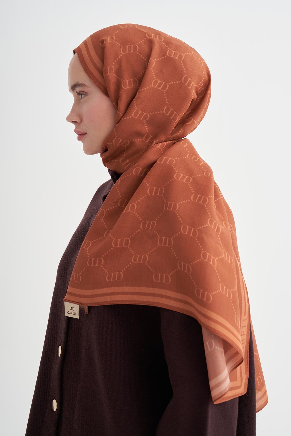 Grace Monogram Floş Şal Taba