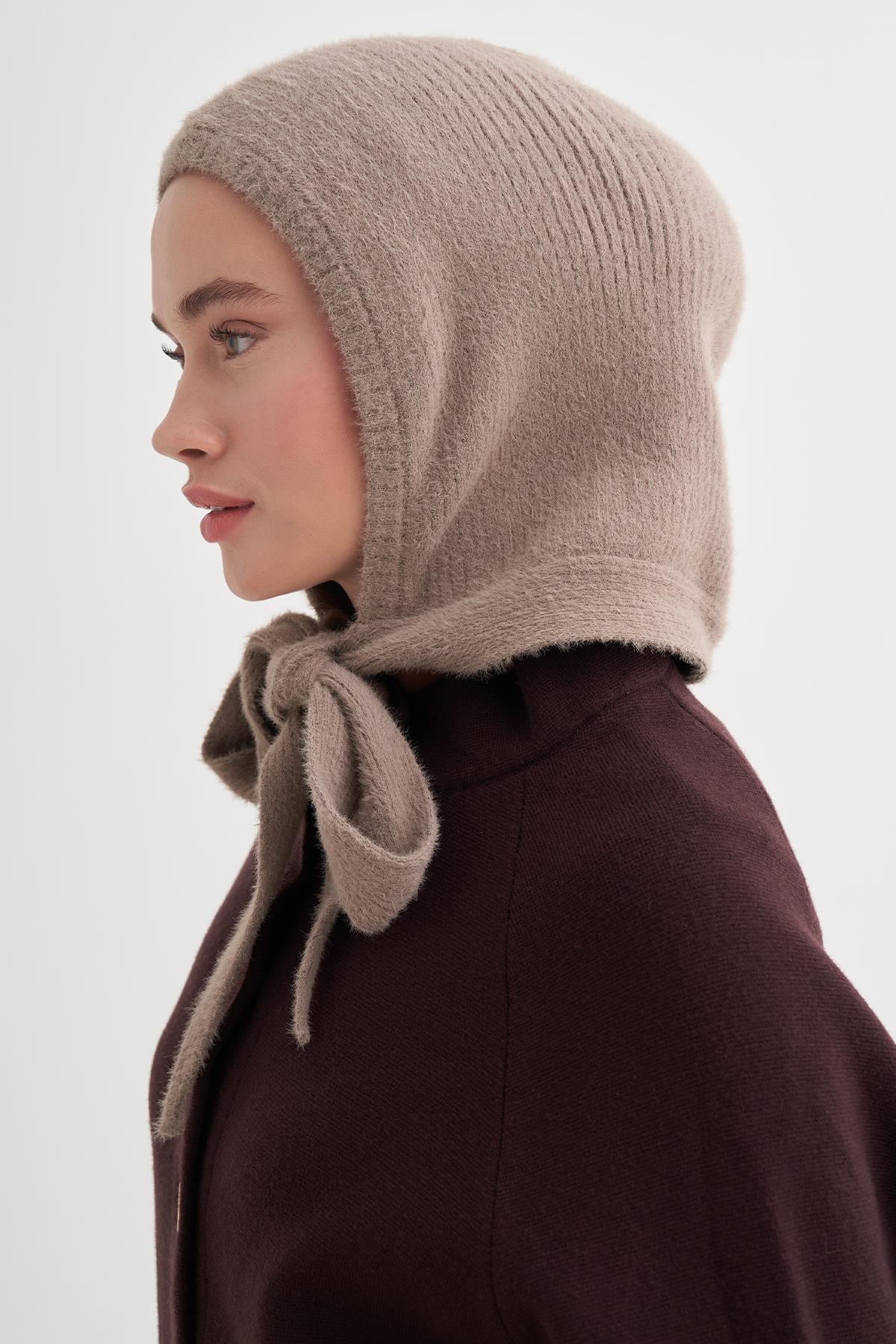 Knit Balaclava Bere Başlık Soft Kahve