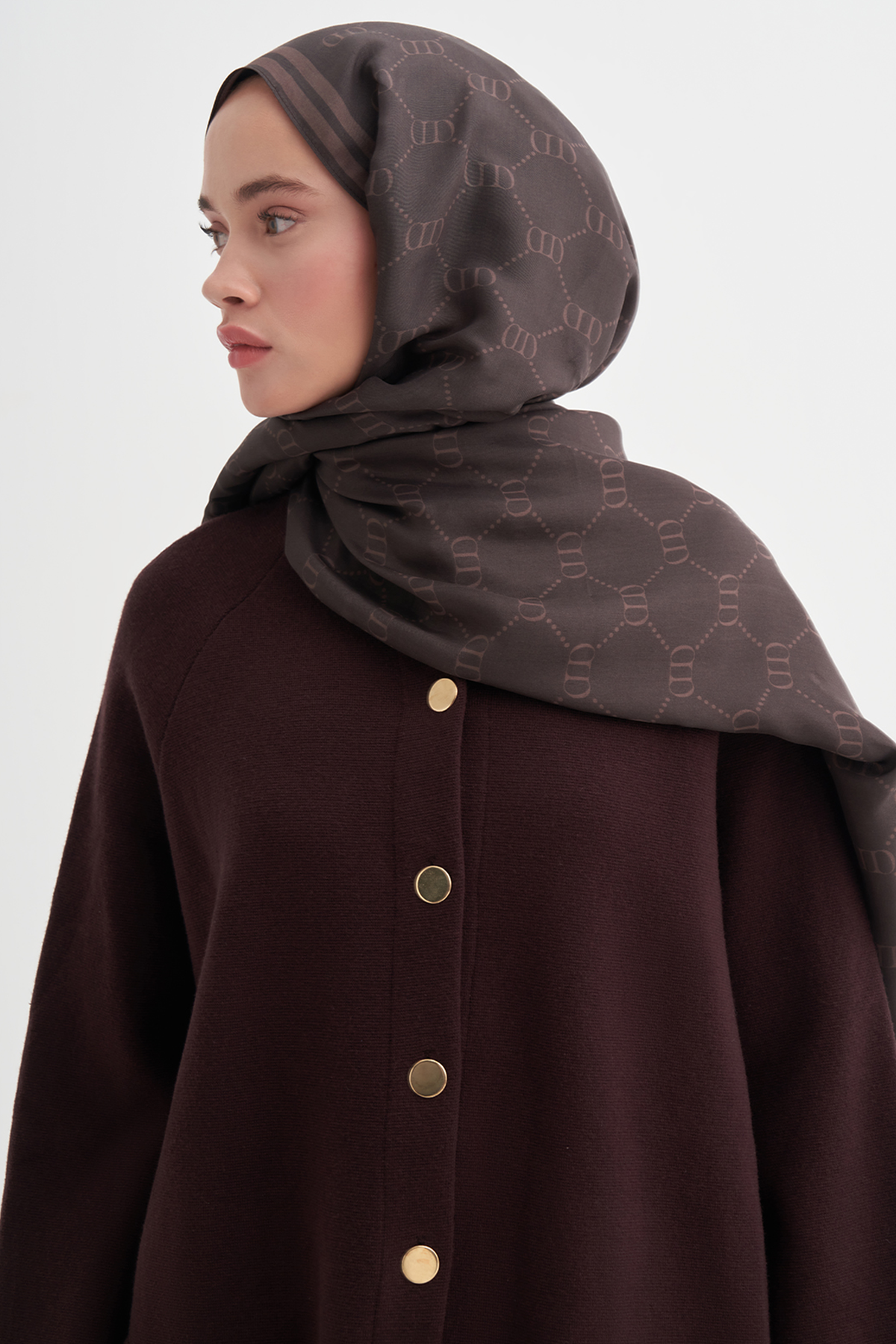 Grace Monogram Floş Şal Mocha