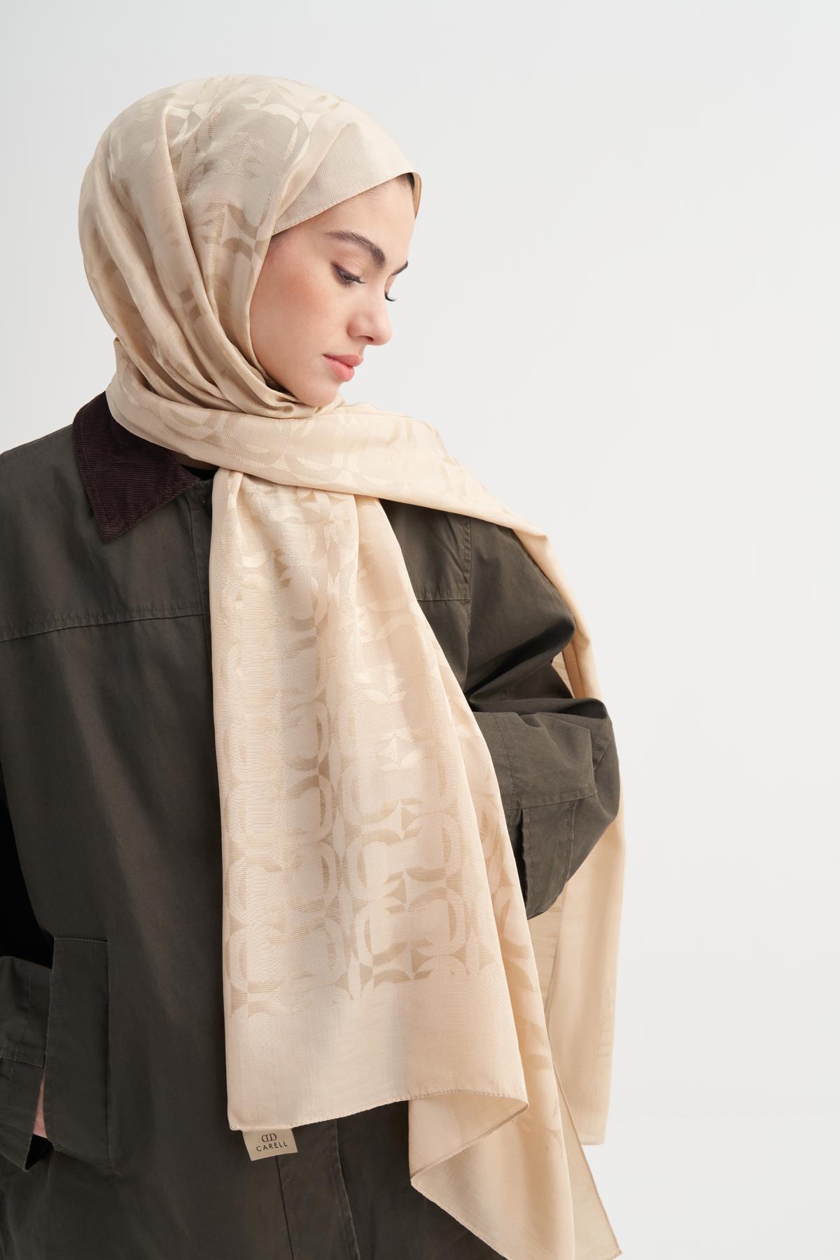 Blok Desen Rina Floş Jakar Şal Bej