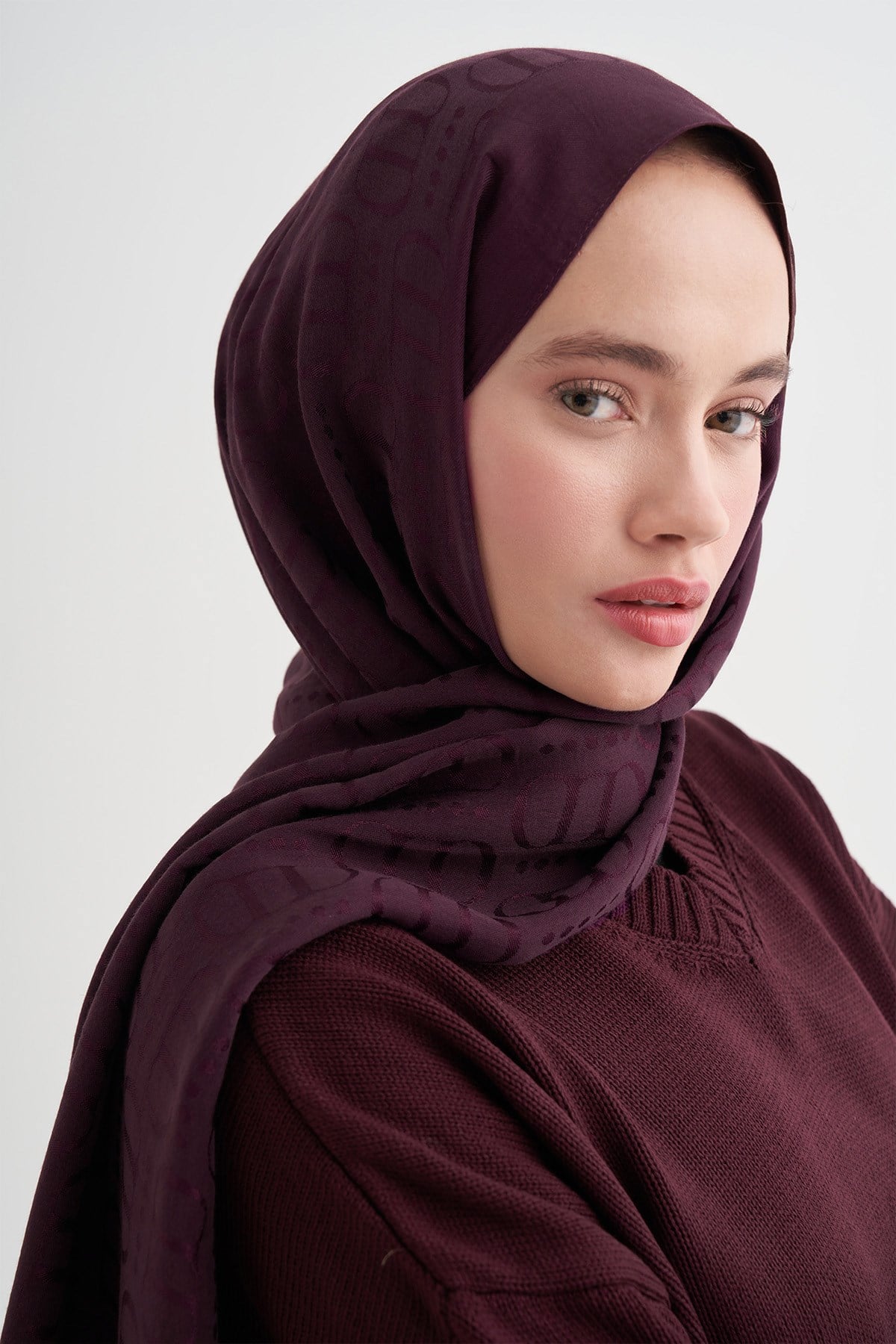 Luxe  Desen Liora Pamuk Şal Derin Mürdüm