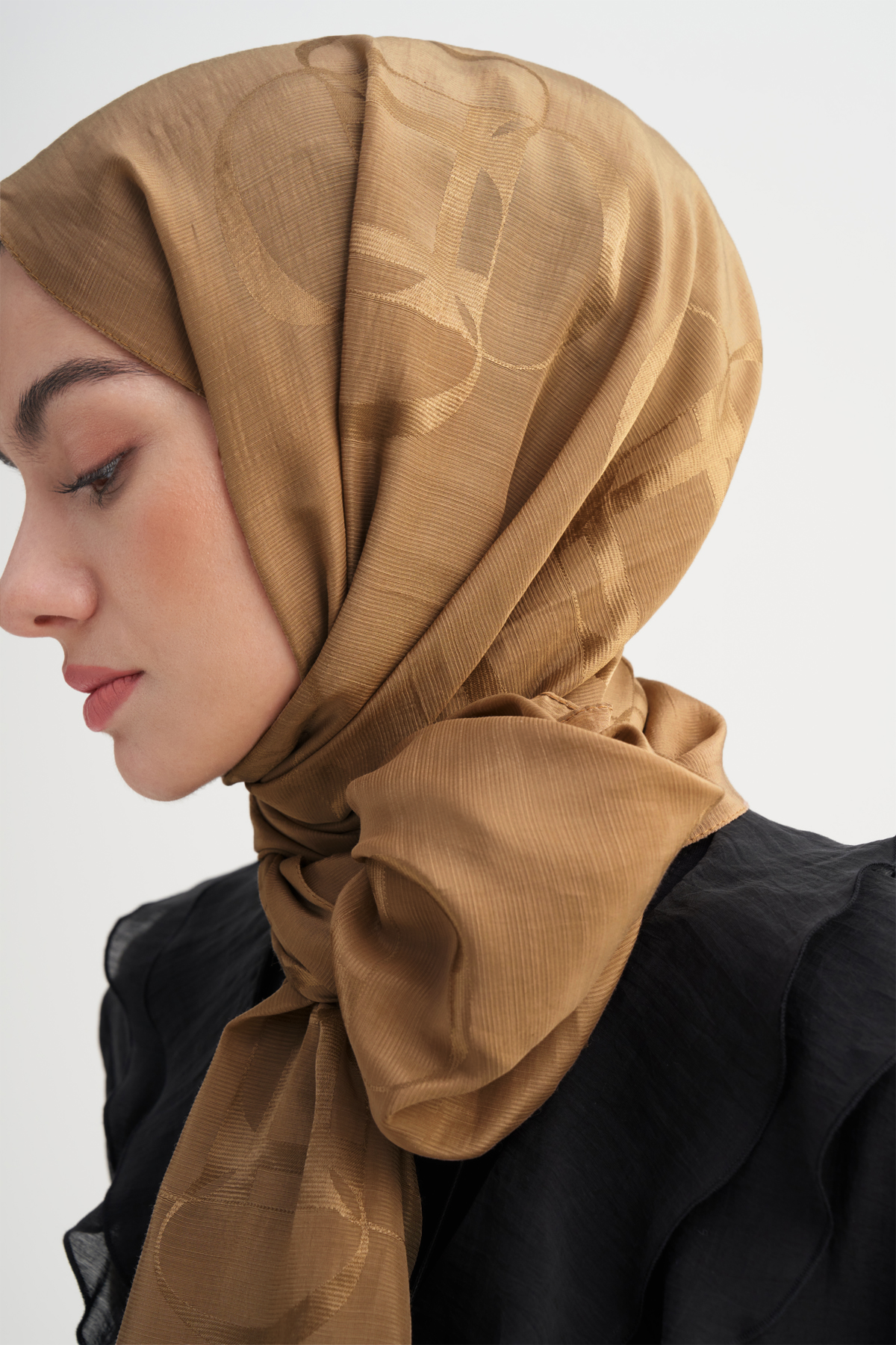 Aura Desen Rina Floş Jakar Şal Kızıl Kahve