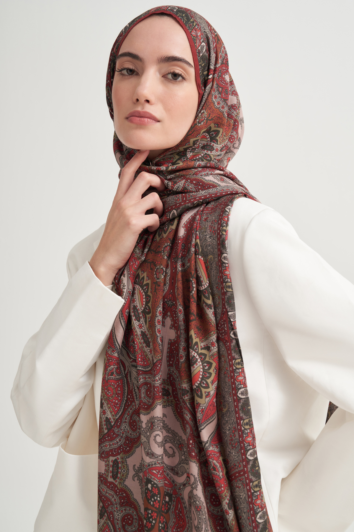 Aria İncira Viskon Şal Kızıl