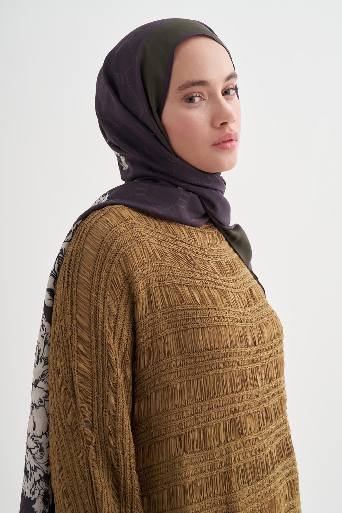 Floriva Monogram Floş Şal Mor