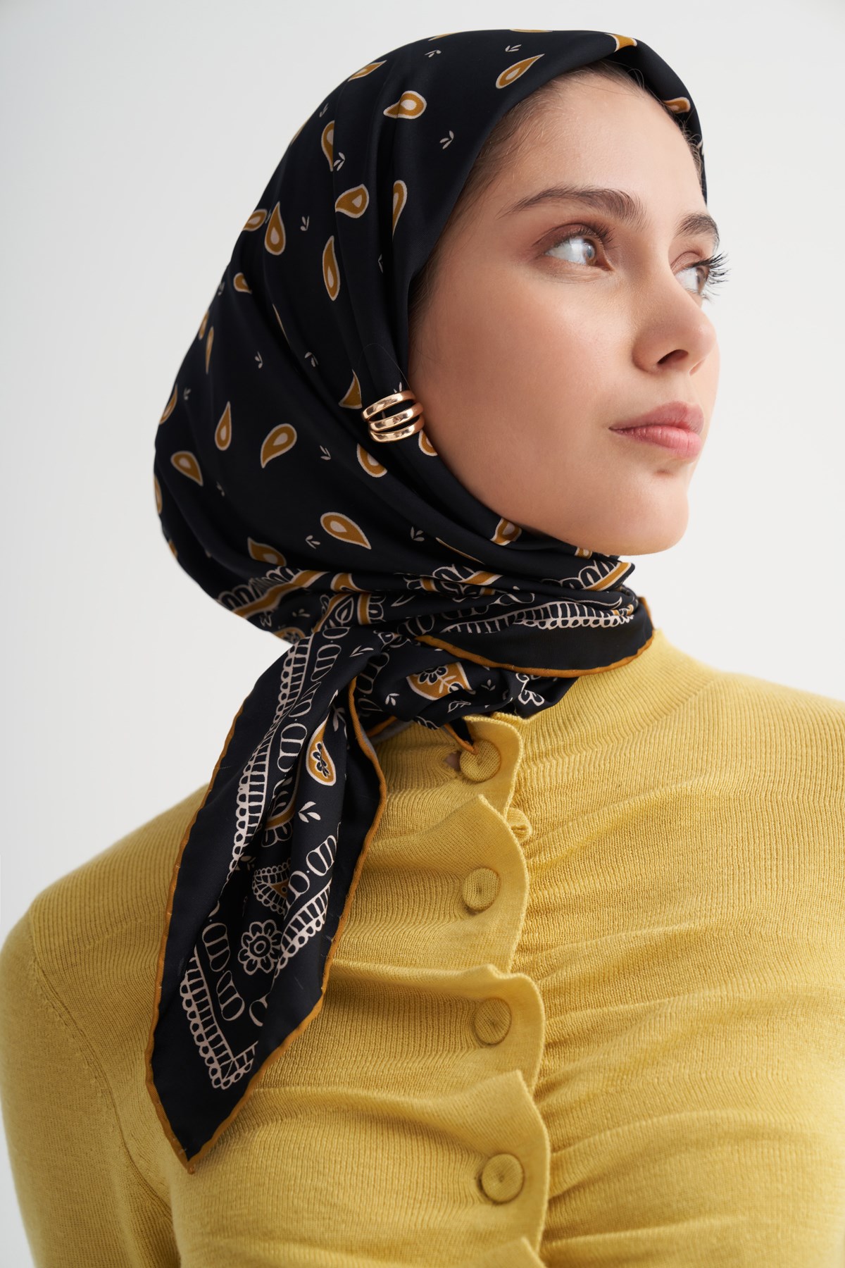 Paısley Siyah Twill Eşarp