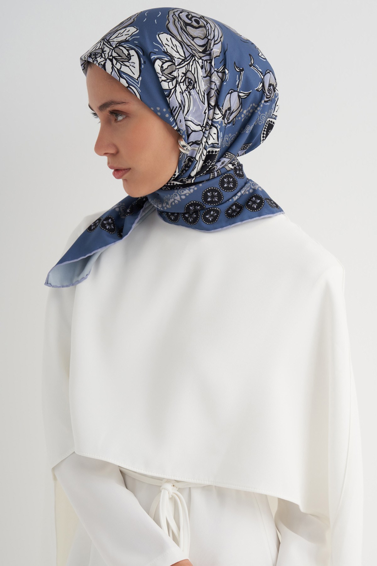 Silva Mavi Twill Eşarp