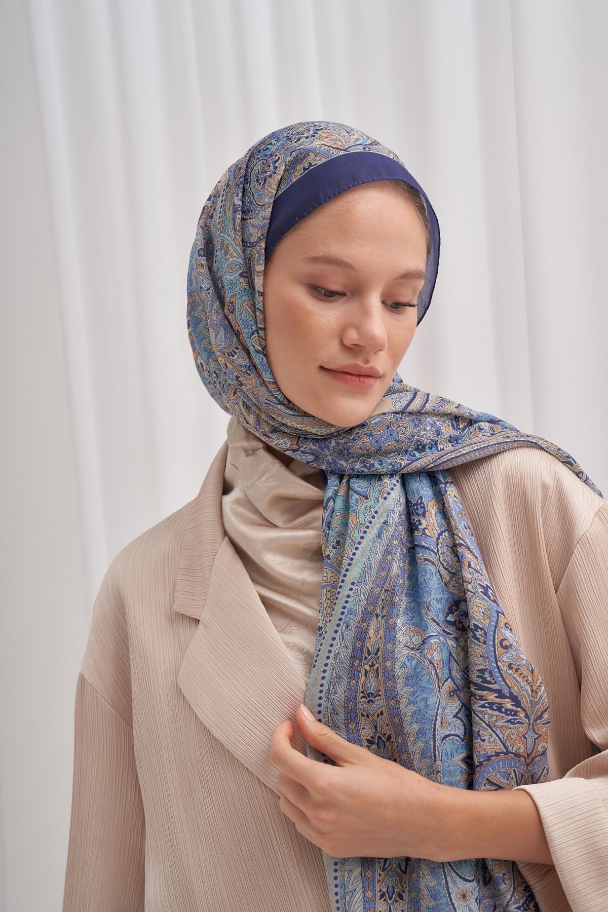 Nilla Pamuklu Şal Cappadocia Mavi