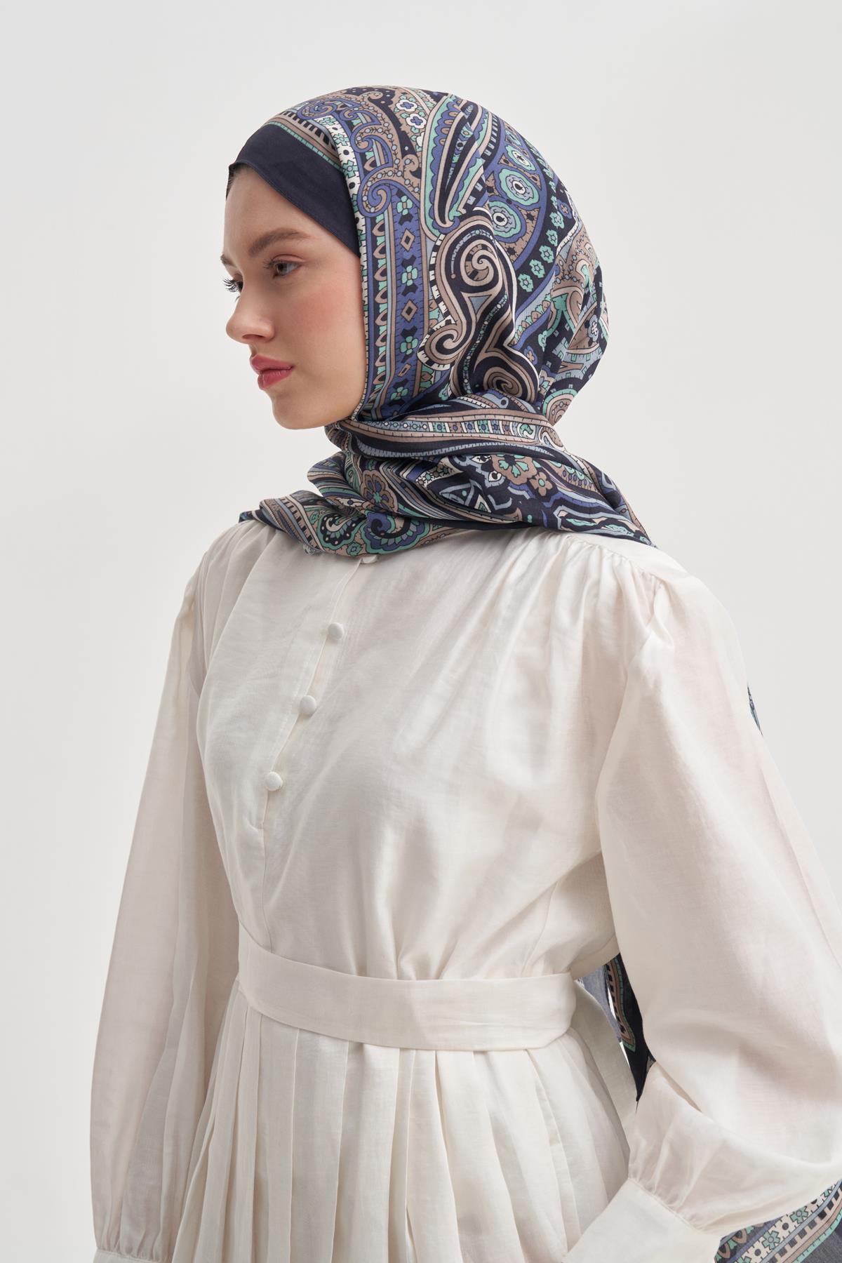 Sienna Lacivert Nilla Pamuklu Şal