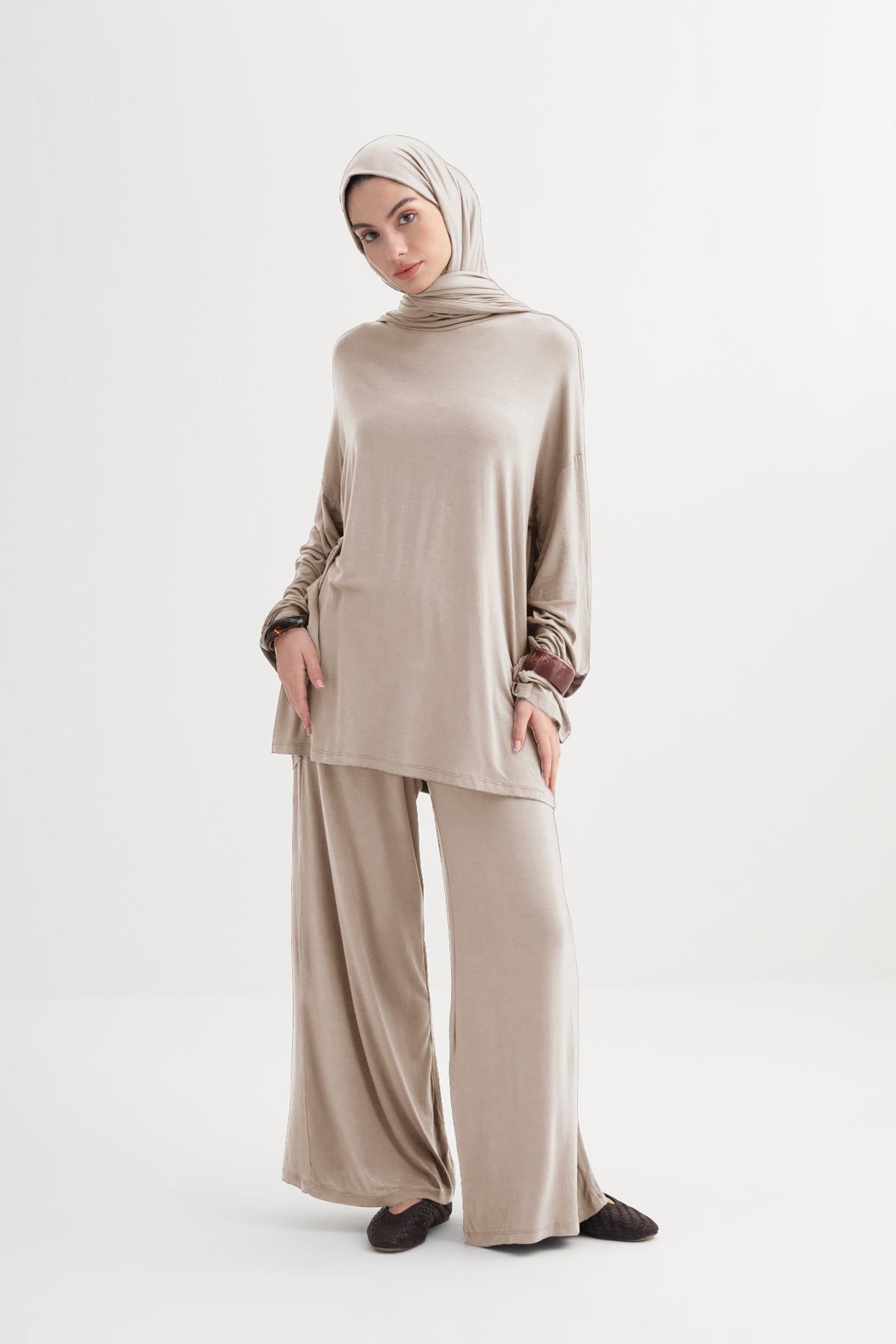 Micro Modal Pantolon Taş