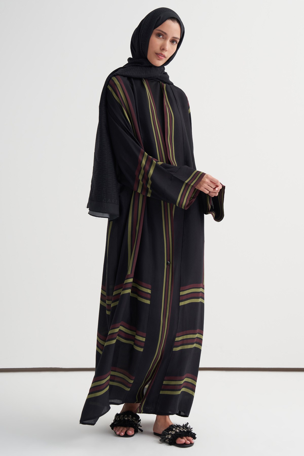 Rania Floş Abaya Siyah
