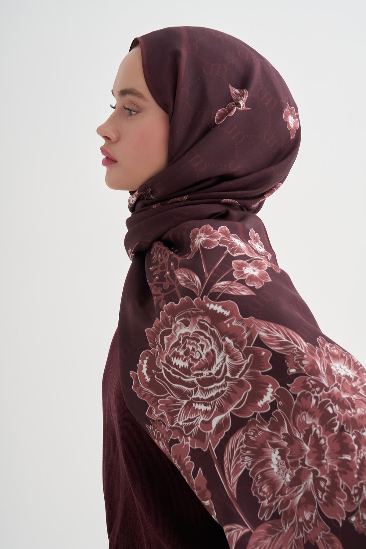 Floriva Monogram Floş Şal Kızıl